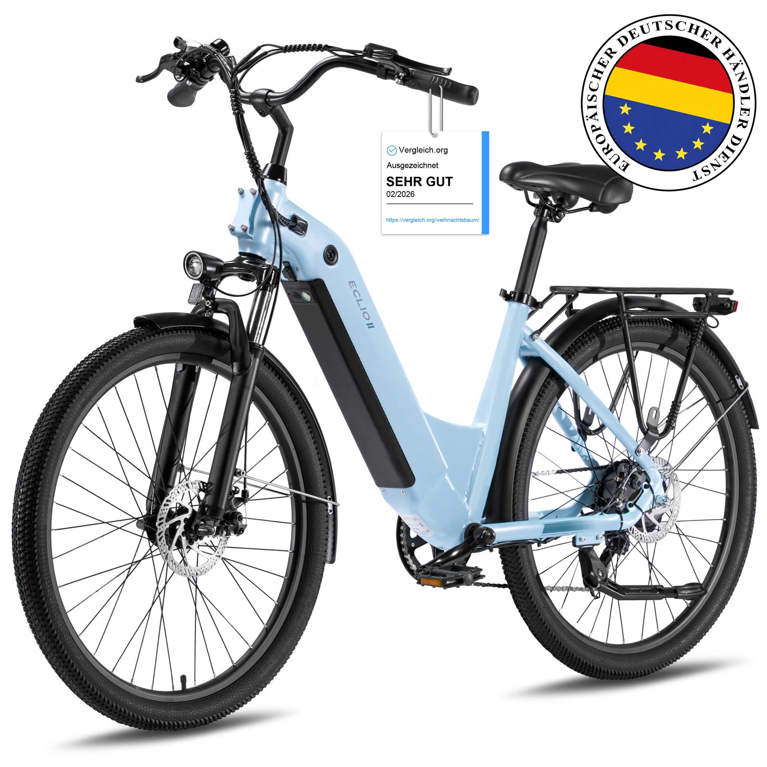 Vankel E-Bike e bike für herren 26 zoll 18.2AH 36V 655WH damen 120km Elektrofahrrad, Kettenschaltung, Heckmotor, 655 Wh, Komfortables Stadtrad mit Scheibenbremsen & 26" Bereifung für Pendler