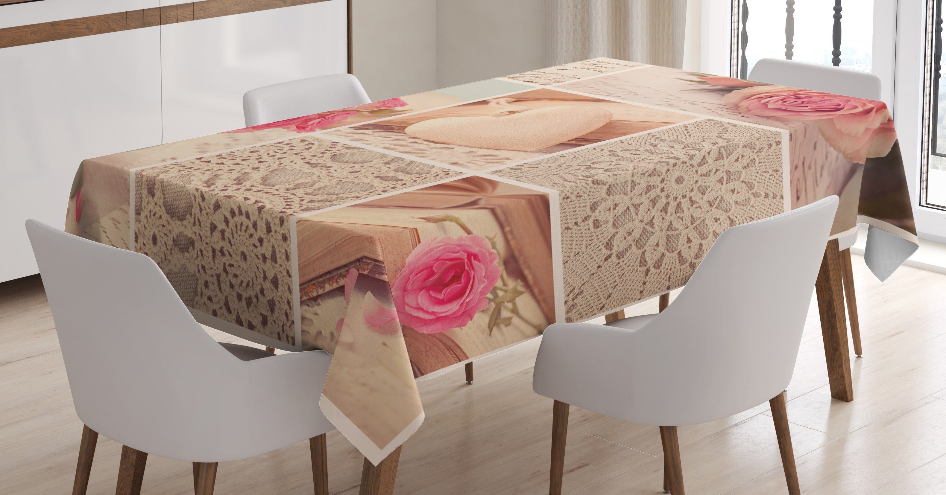 Für Farbfest Farben, Waschbar Abakuhaus Tischdecke Bereich geeignet Küche Klare Rose-Spitze Außen Alte Blumen den