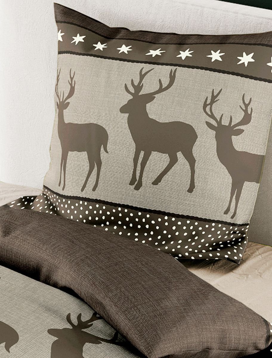 JACK Bettwäsche 135x200cm Hirsch Braun oder Grün Bierbaum, Biber, 2 teilig, günstig online kaufen