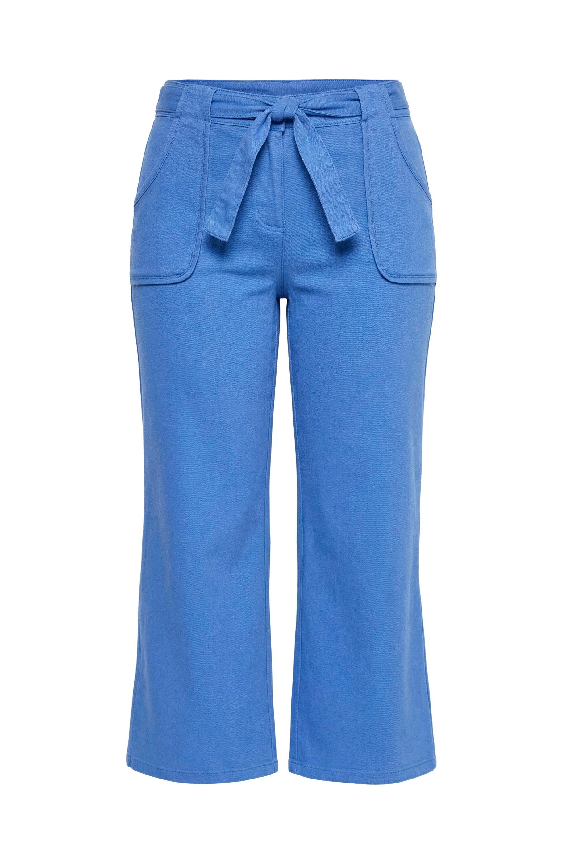 Ulla Popken 5-Pocket-Jeans Jeans-Culotte weites Bein Elastikbund Biobaumwolle