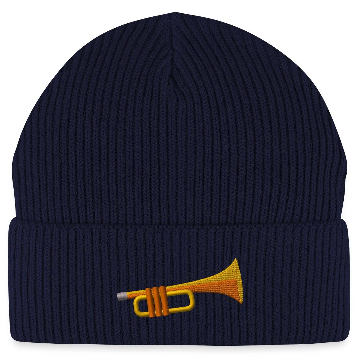 Beanie Stickerei Trompete Fisherman Beanie Bio Mütze
