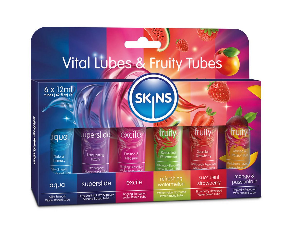 Skins Vital Lubes & Fruity Tubes Liukuvoidesetti 6 x 12 ml - Clear