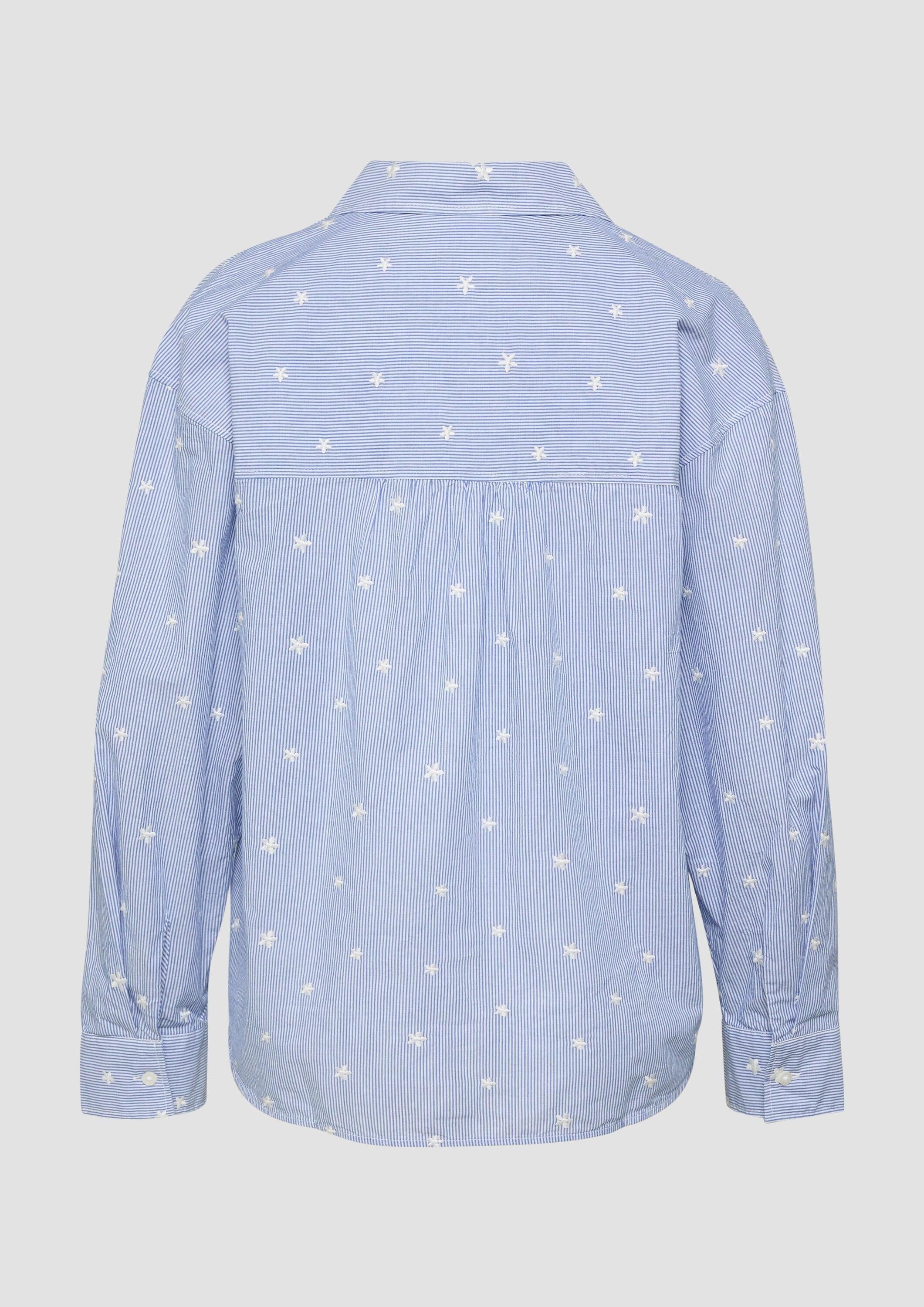 s.Oliver Langarmbluse Bluse Bestickte Baumwollbluse mit Turn-up