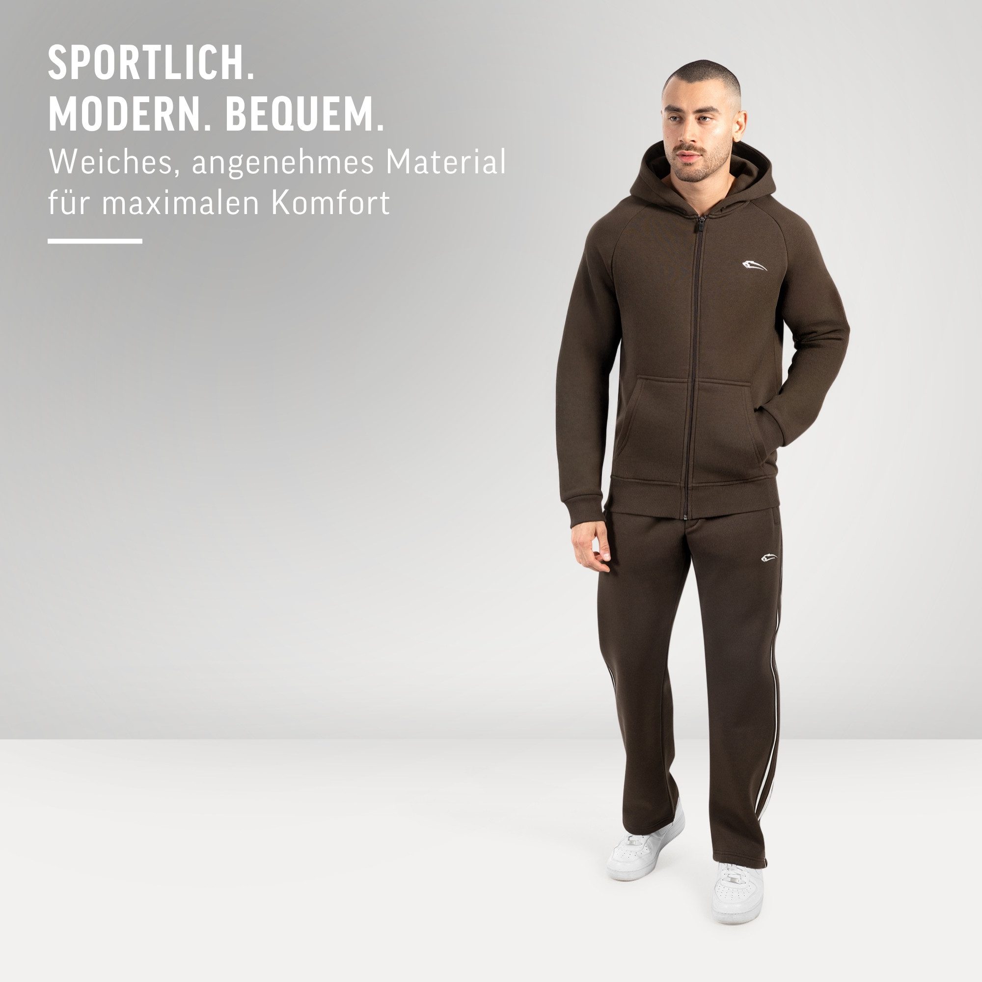Smilodox Jogginghose Yasin, Sweathose mit Logo, Bequeme Freizeithose mit Kordelzug Seitentaschen weiße Seitenstreifen Angenehmes Material Sport Freizeit