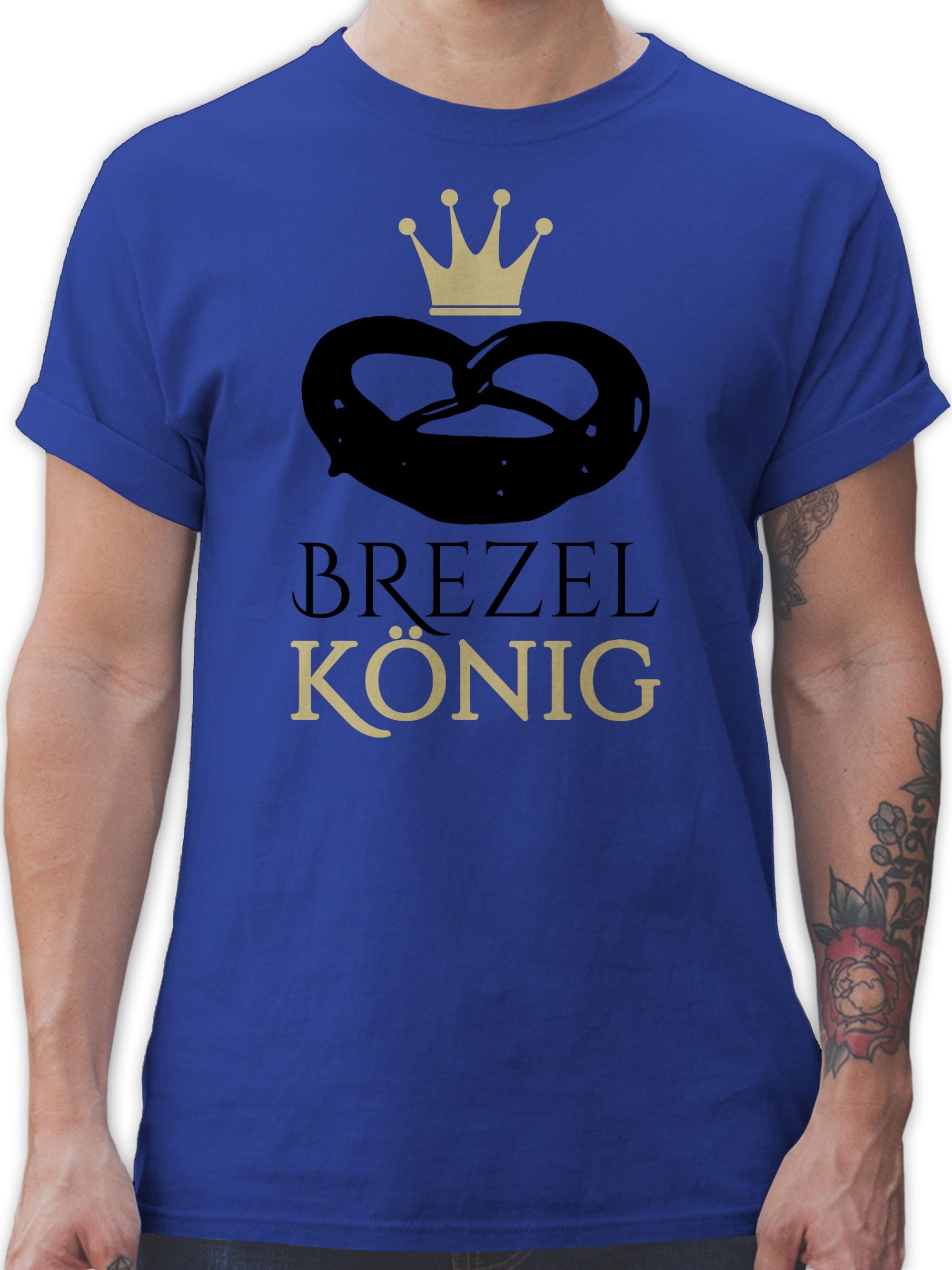 König Herren für Shirtracer T-Shirt Brezel Royalblau Oktoberfest 3 Mode