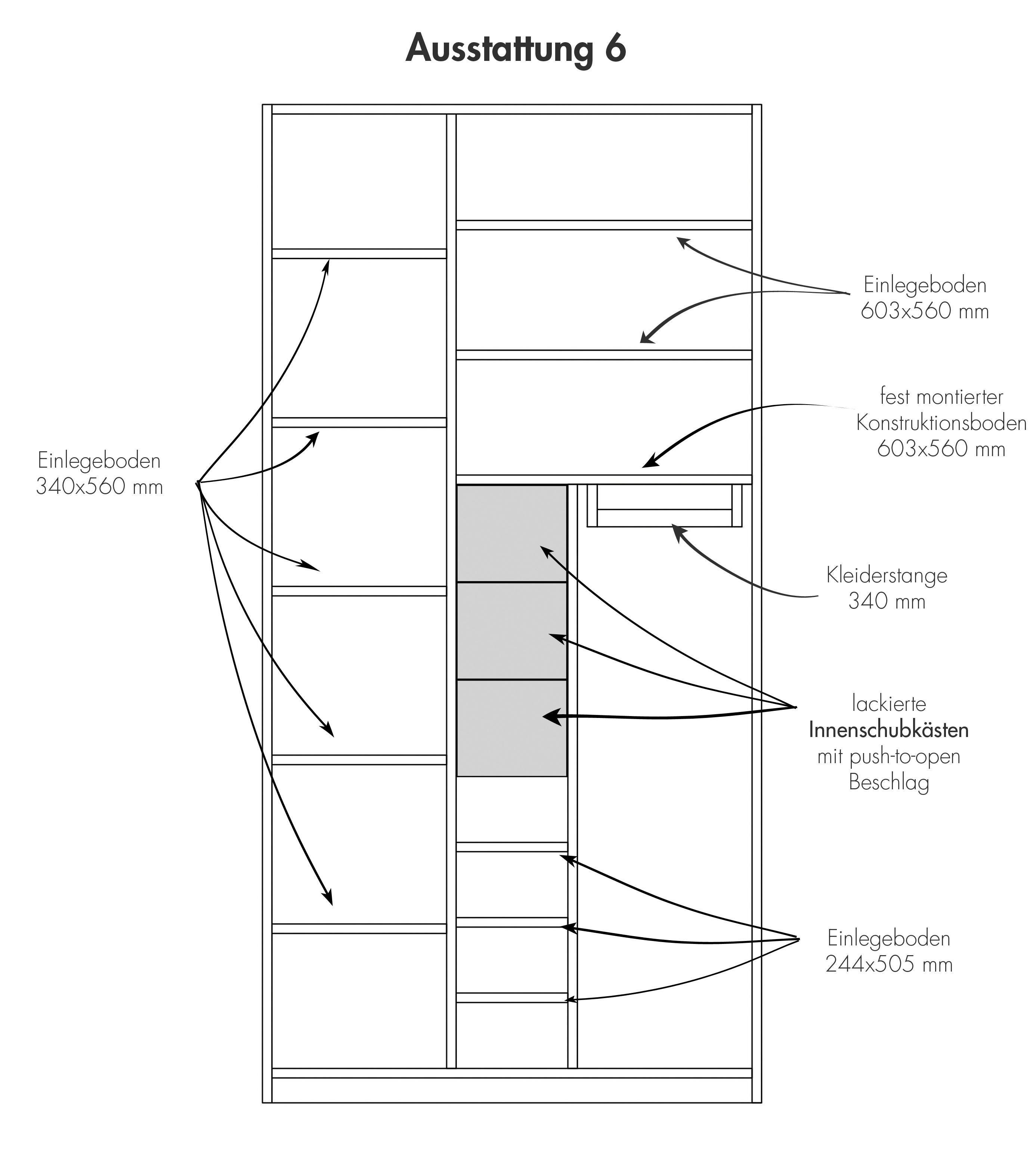 für inklusive Blazer SMALL einer PLANE Müller Ausstattung und Kleiderschrank LIVING Kleiderstange Nr. 6 Schubladen und 3 Blusen