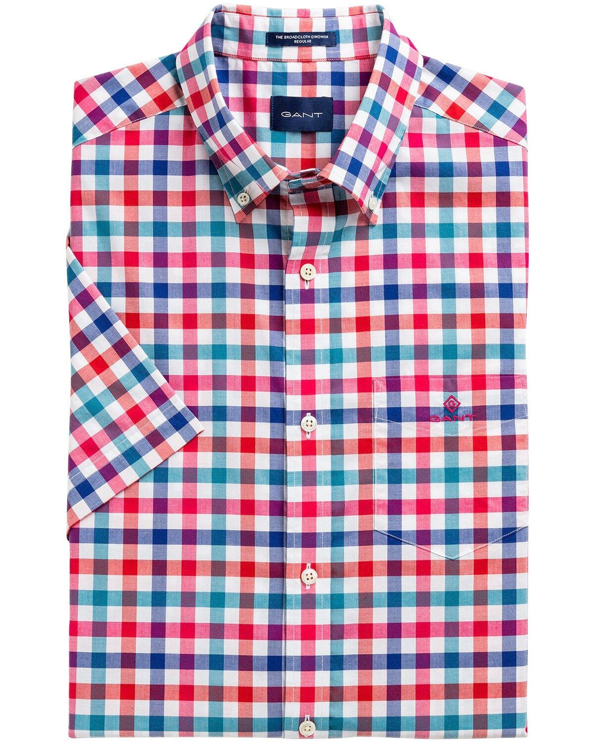 Gant Kurzarmhemd Broadcloth Kurzarm-Karohemd Love Potion (Rot/Blau)