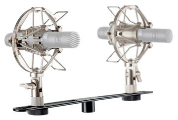 Pronomic Stereo Zubehörset für Kleinmenmbran Mikrofone - Hochwertiger Koffer mit 1 x T-Bar Stereoschiene und 2 x Spinne - Ideal für hochwertige Overhead Aufnahmen auf Bühne und im Studio Mikrofon-Halterung, (Zubehörset für Kleinmembranmikrofone)
