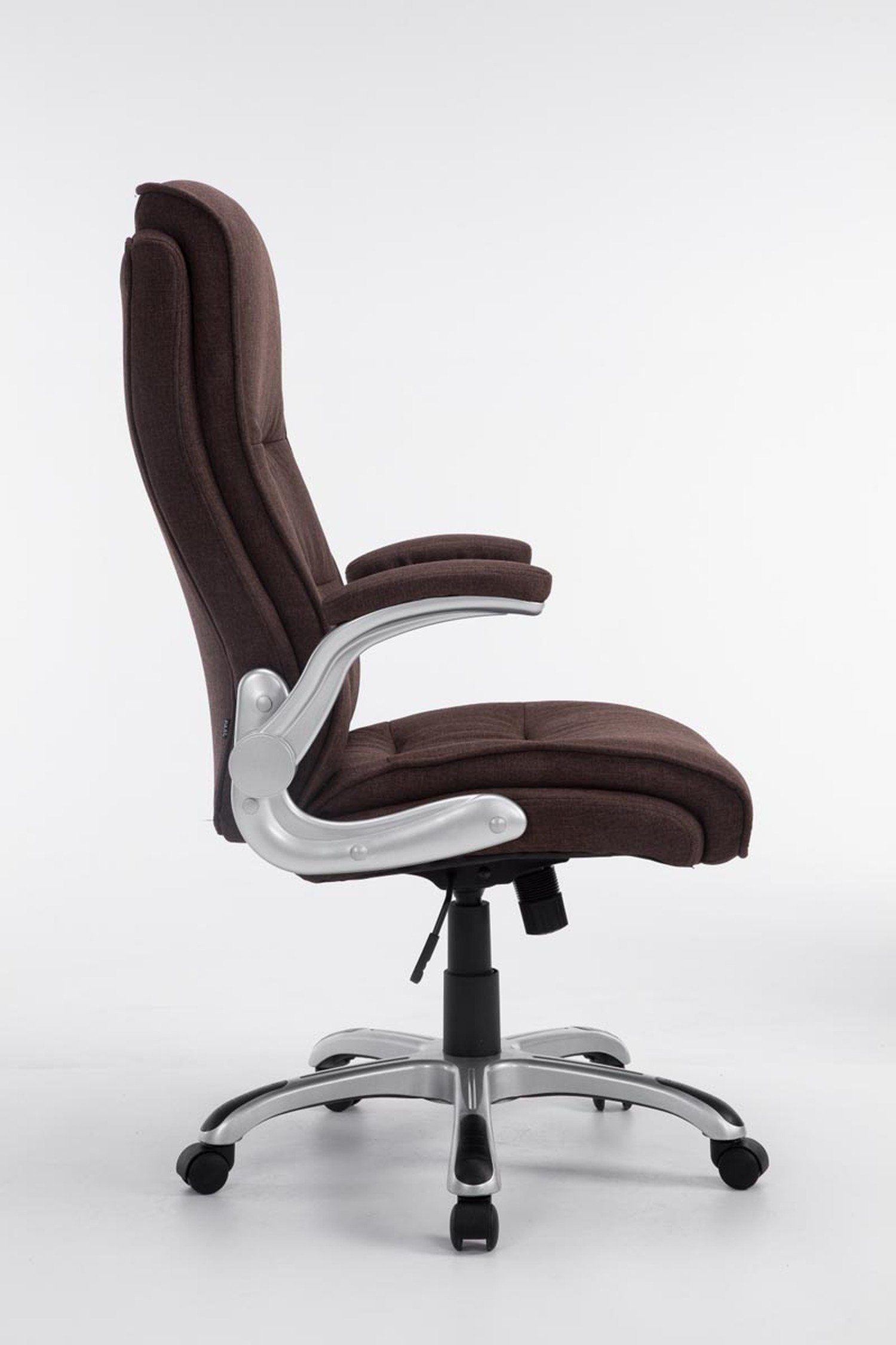 silber Sitzfläche: TPFLiving braun Drehstuhl, Bürostuhl bequemer Rückenlehne geformter (Schreibtischstuhl, Kunststoff ergonomisch XXL), mit Gestell: Stoff Vila - Chefsessel, Bürostuhl