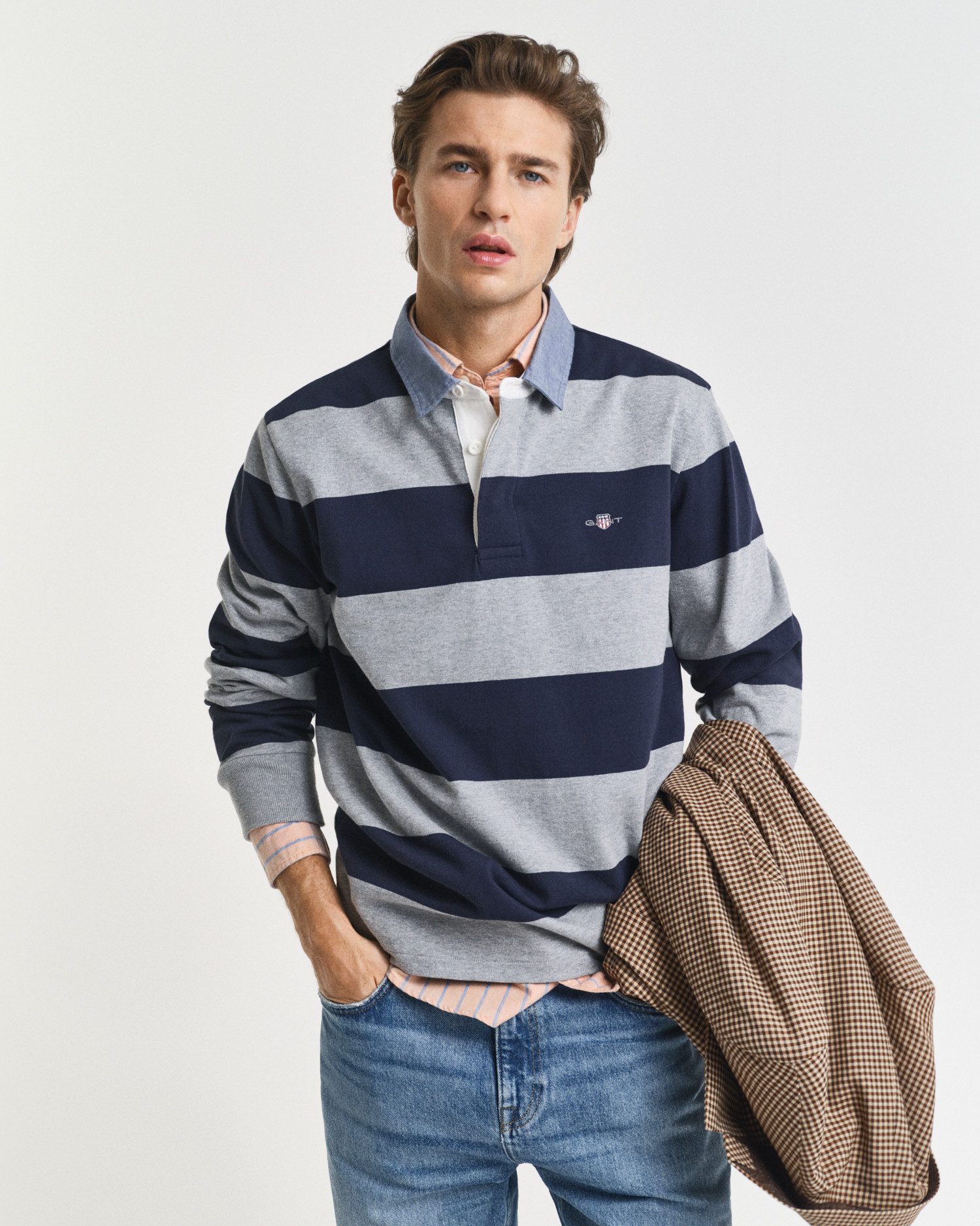 Gant Langarm-Poloshirt REG CHAMBRAY STRIPE HEAVY RUGGER günstig online kaufen