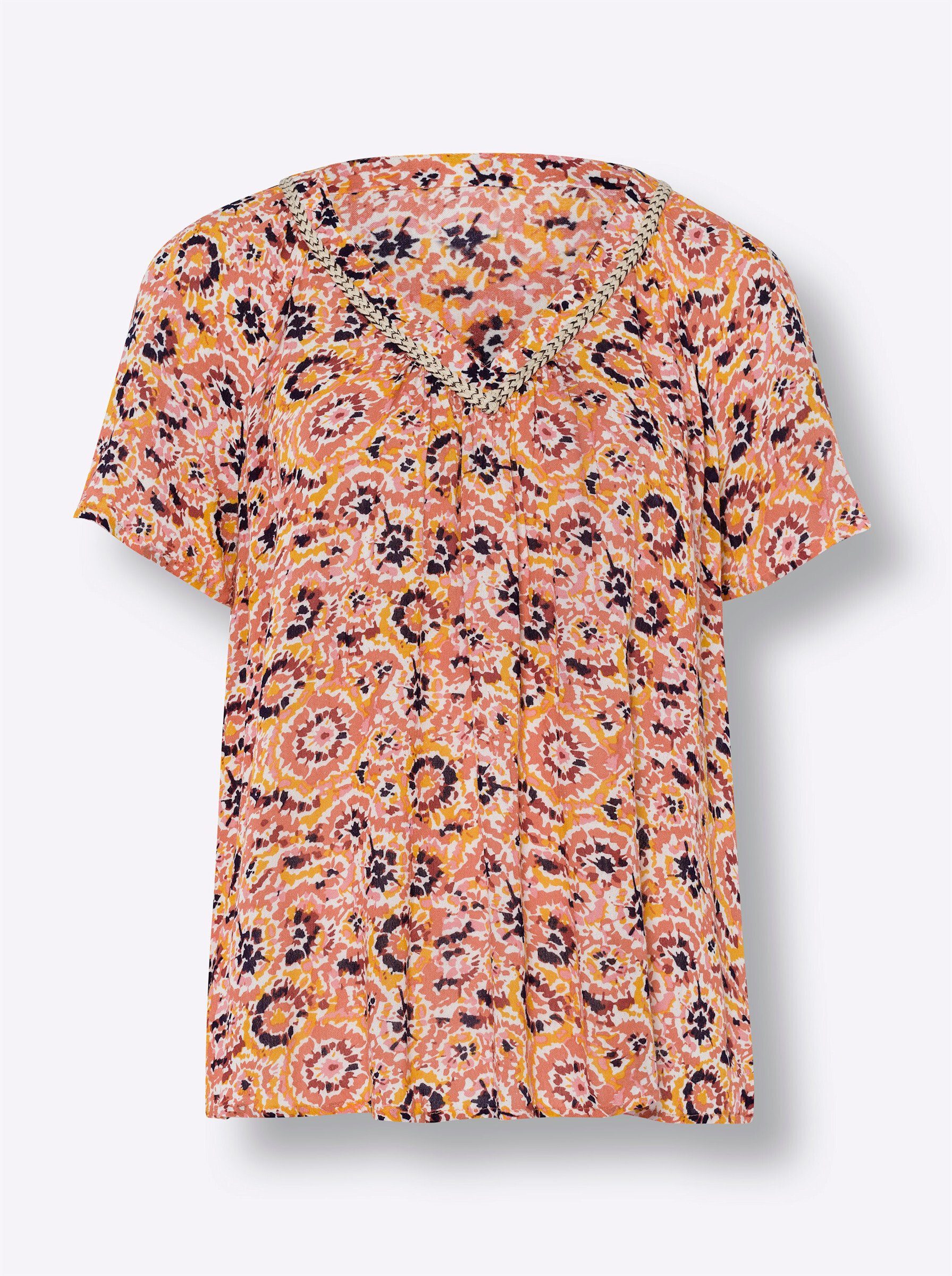 Klassische Bluse Druckbluse Kurzarm