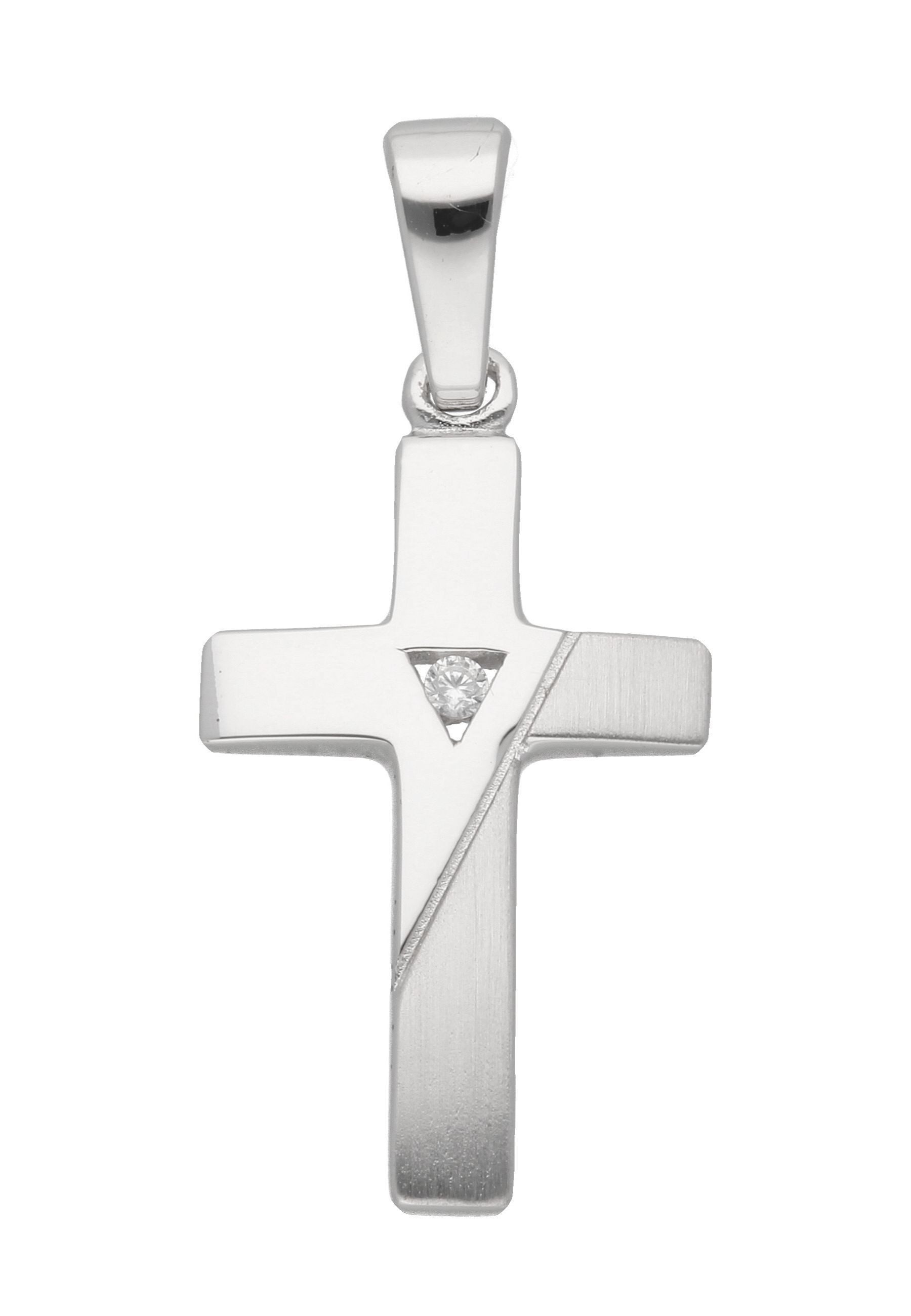 Kreuzanhänger Damen & Herren 925 Silber Kreuz Anhänger mit Zirkonia