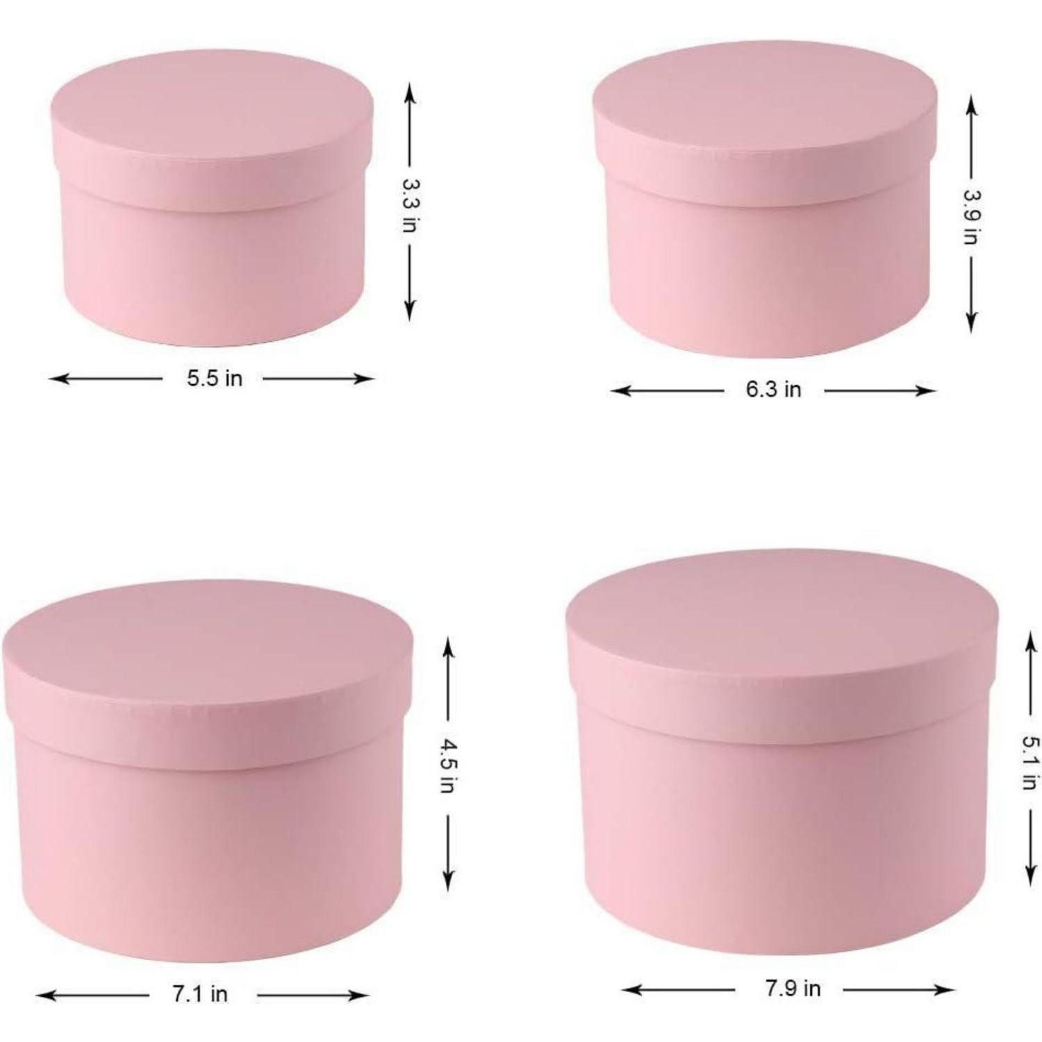LuxusKollektion Geschenkbox 4er Set Geschenkbox Rund Karton Aufbewahrungsbox mit Deckel, Rosa