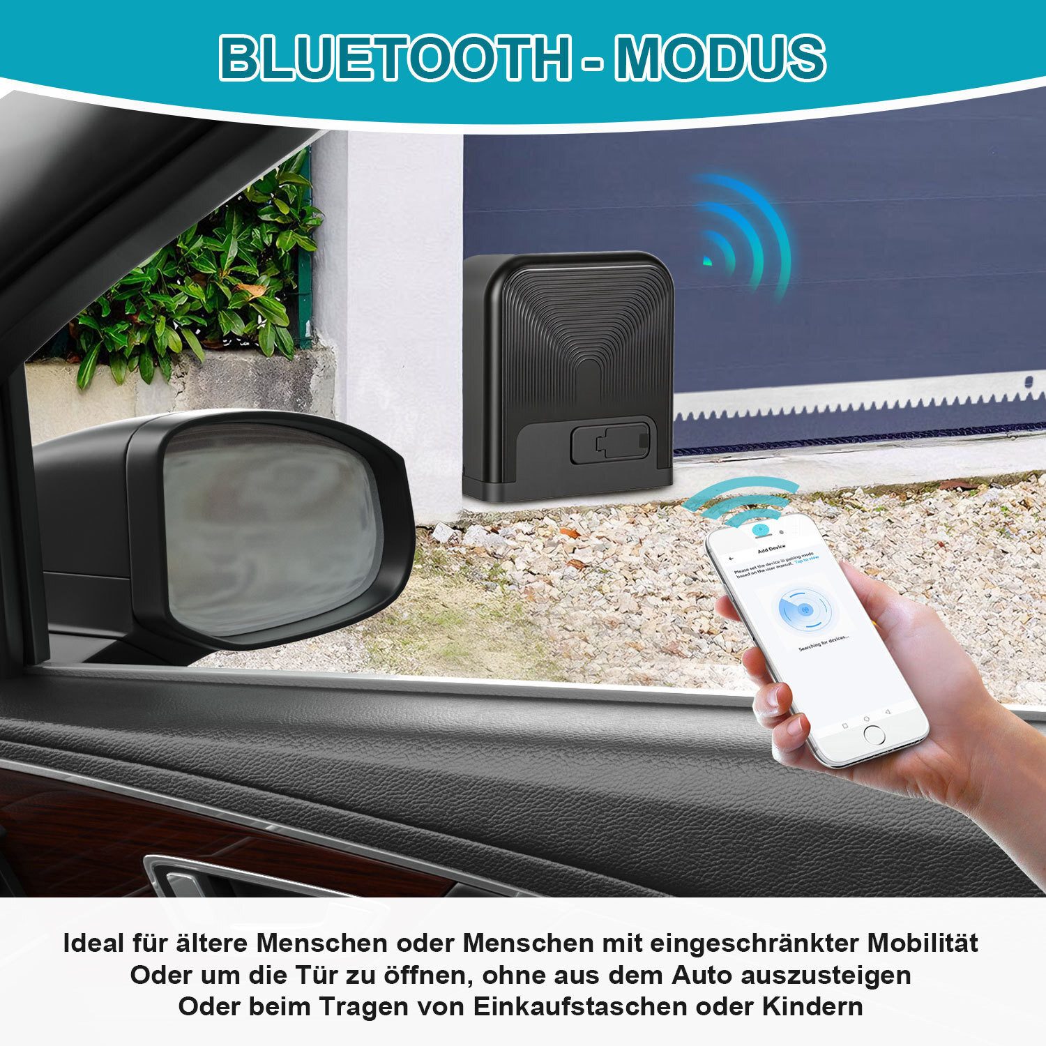 Clanmacy Schiebetorantrieb 750W Torantrieb Toröffner Motor Schiebetor APP Komplett-Set 1600kg, mit Gleitschiene, (IP44 wasserdicht, mit 2 Schlüssel und 1 Fernbe – Bild 4 von 5