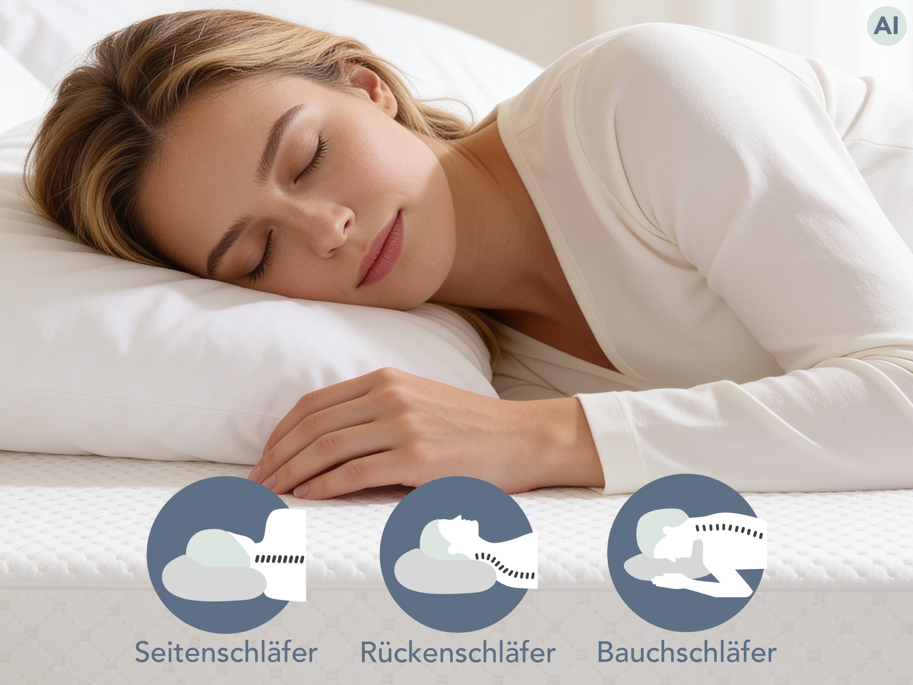 XDREAM Daunenkissen Premium, Kopfkissen 40x80 cm und 80x80 cm, entwickelt in Deutschland, Füllung: Daunen und Federn, Bezug: 100% Baumwolle, Rückenschläfer, Sei – Bild 3 von 5