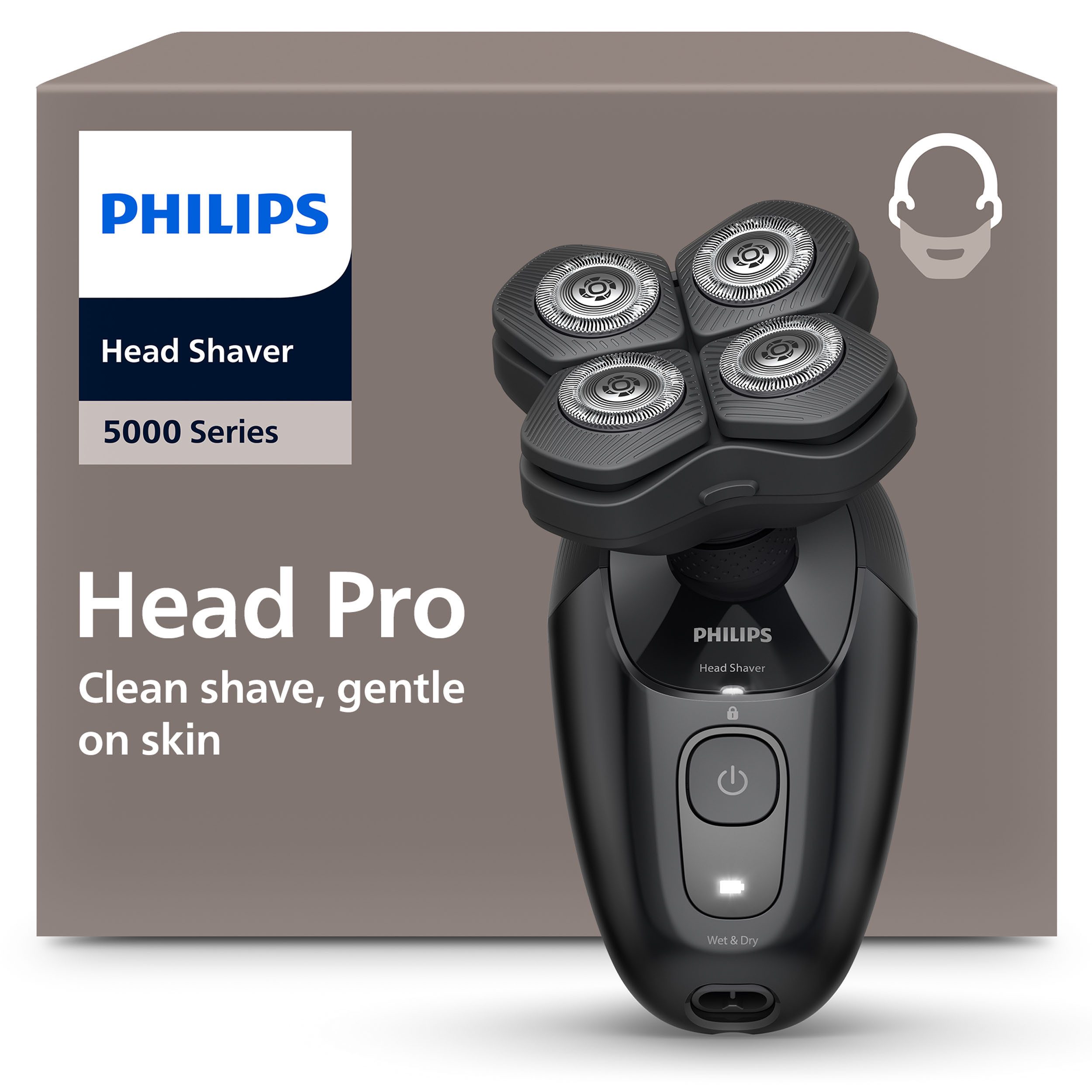Philips Glatzen-Rasierer HS5980/15, Haarschneider mit 36 ComfortCut-Klingen, nass und trocken verwendbar