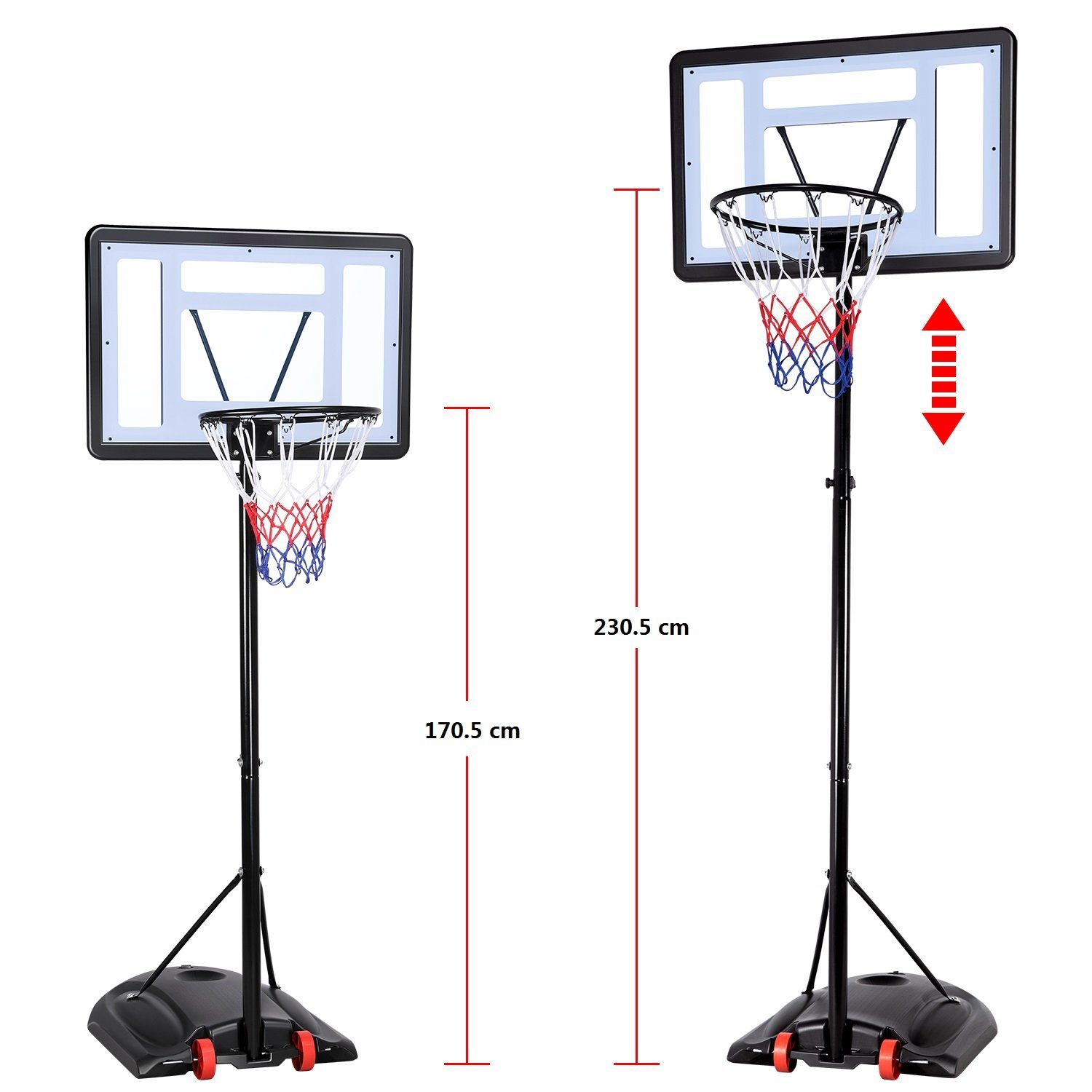 Yaheetech Basketballständer 279 Korb cm bis 219 Basketballkorb, cm, Ø42