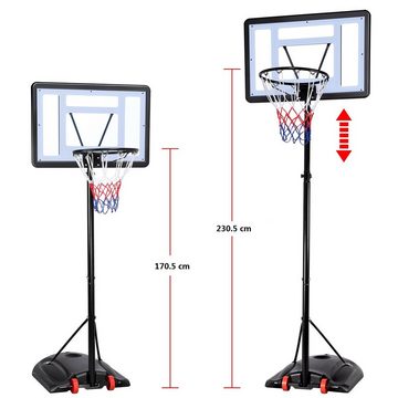 Yaheetech Basketballständer Basketballkorb, 219 bis 279 cm, Korb Ø42 cm
