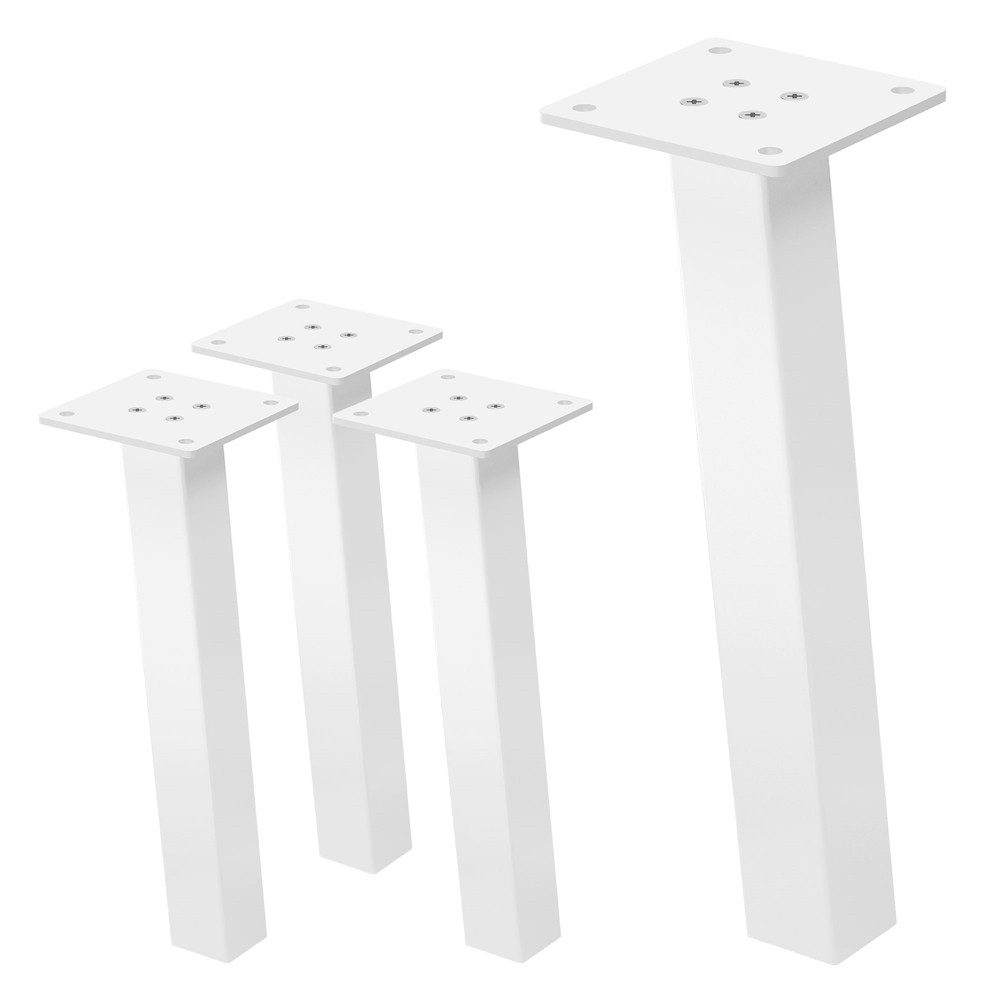 ML-DESIGN Tischbein 4er Set Tischkufen schräg Мебельfüße und Tischgestell aus Stahl I-Form, Bankkufen 30cm Weiß glänzend Мебельbeine 96° Neigung