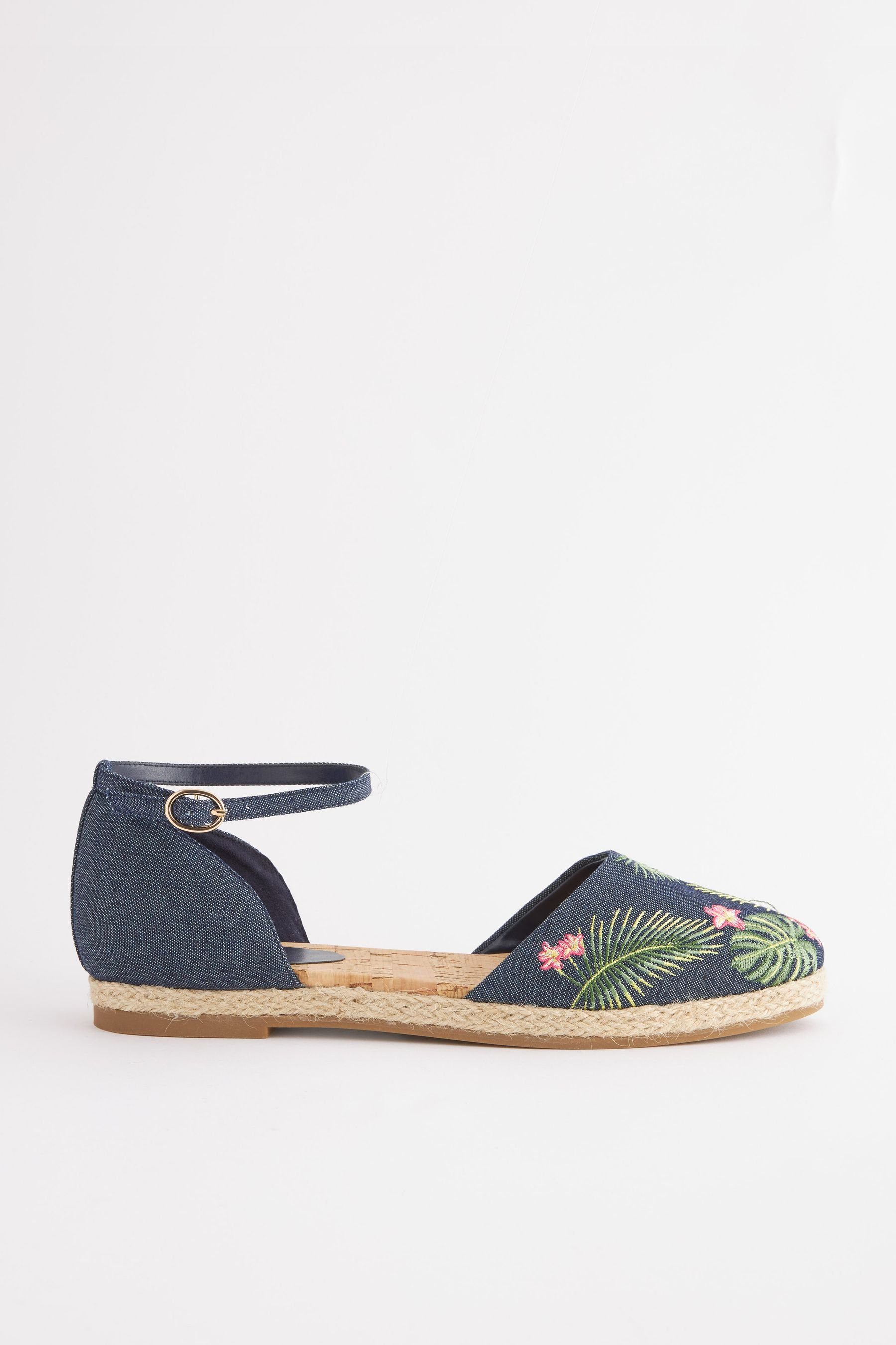 Espadrille Knöchelriemen Espadrilles Geschlossene mit Next Denim (1-tlg)