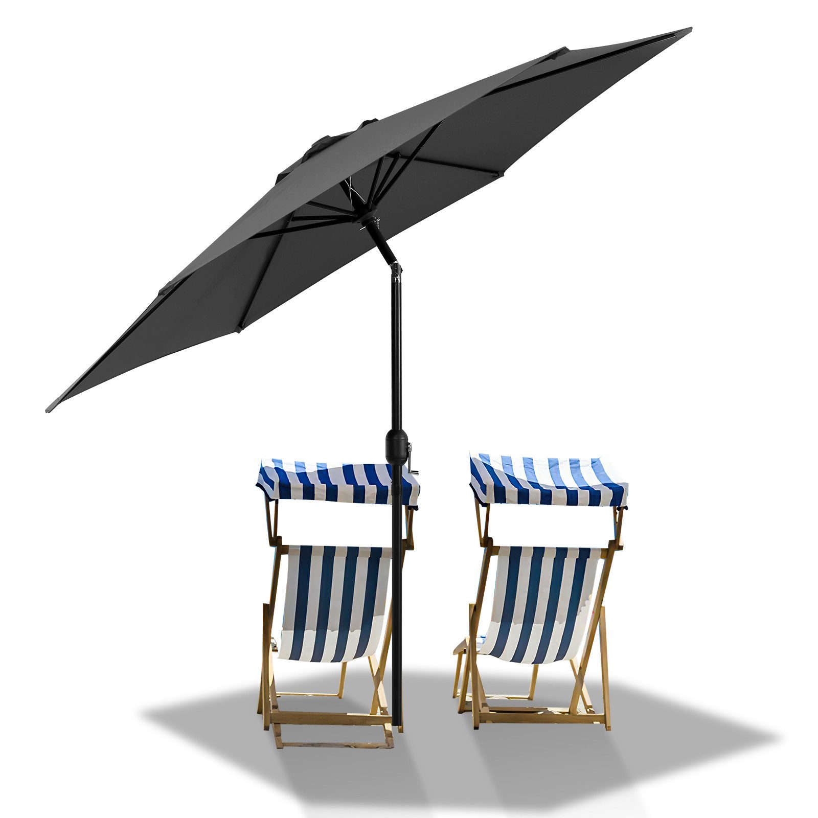 Clanmacy Sonnenschirm Sonnenschirm Rund,Kurbel,Knickbar,Eisen,neigbar,270cm günstig online kaufen