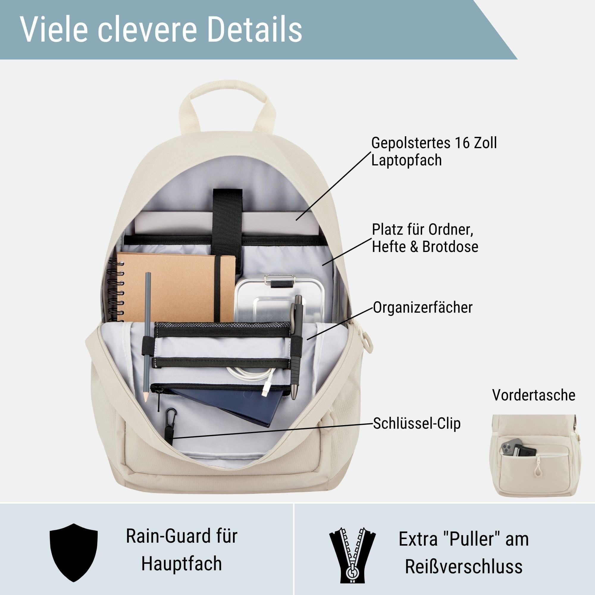 audetic Schulrucksack FLEX Rucksack Schule Schulrucksack Mädchen Jungen, Viele Fächer, Laptopfach, Wasserabweisend