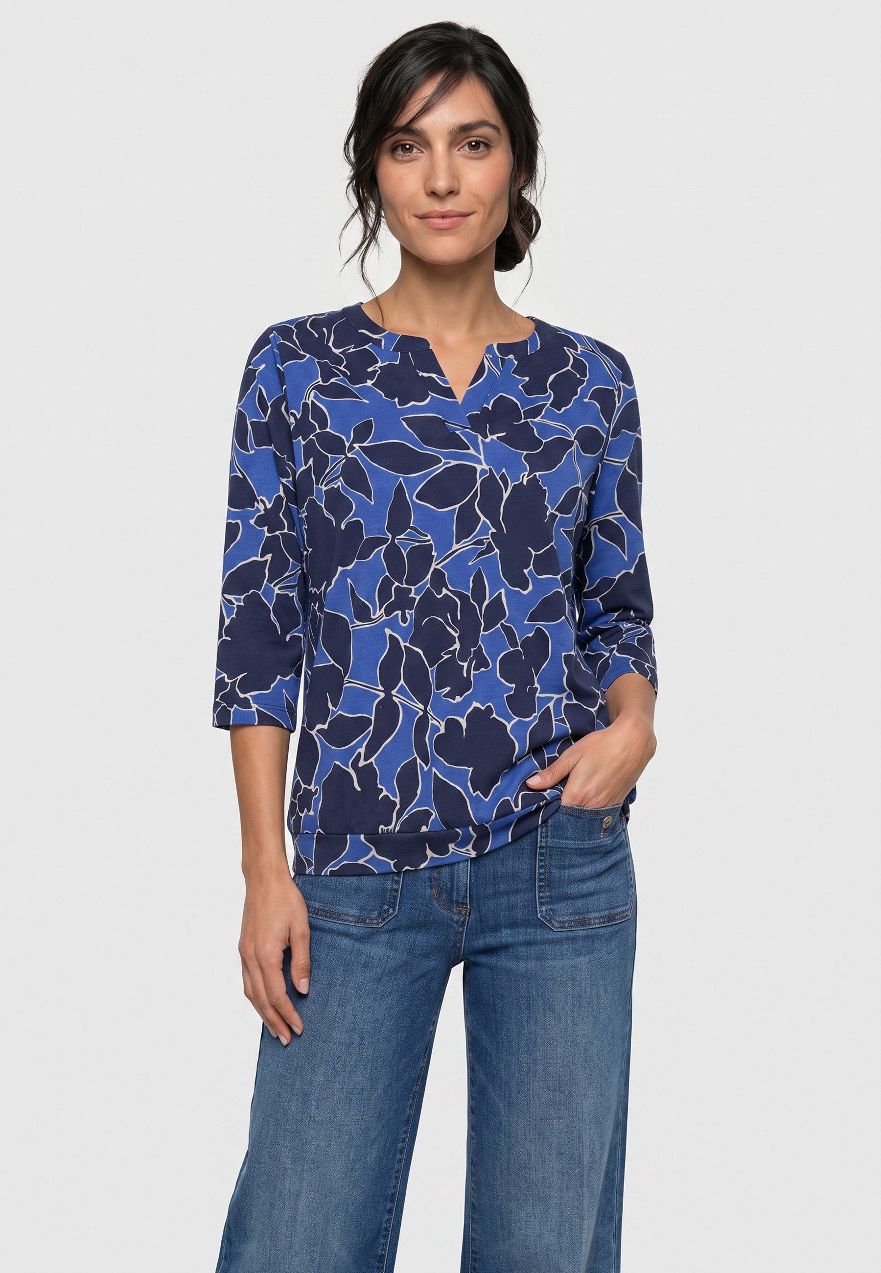 Olsen Tunikashirt mit Allover-Dessin und Tunikaausschnitt