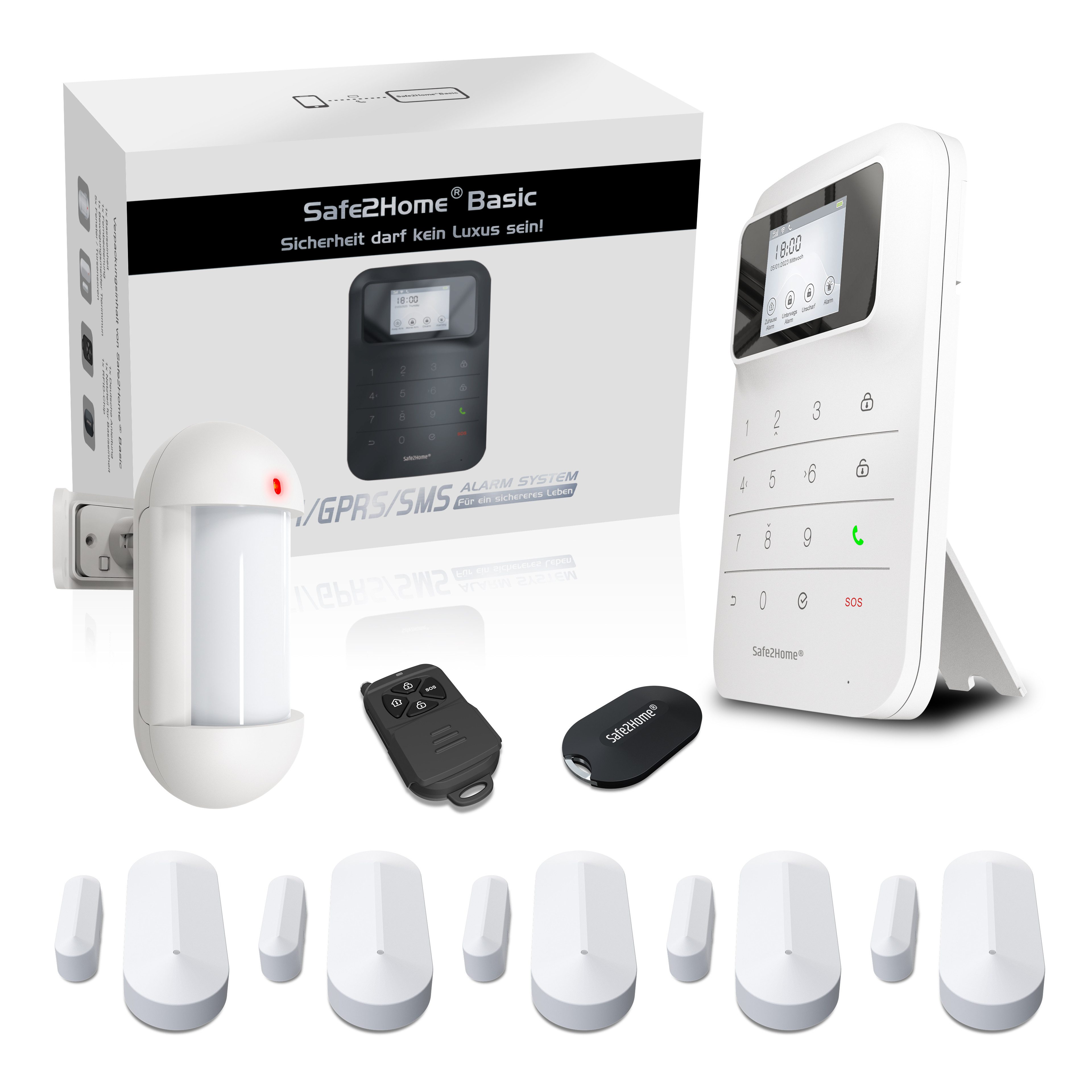 Basic Weiß - Wlan & SMS Funk Alarmanlage Komplettsystem Haus Alarmanlage