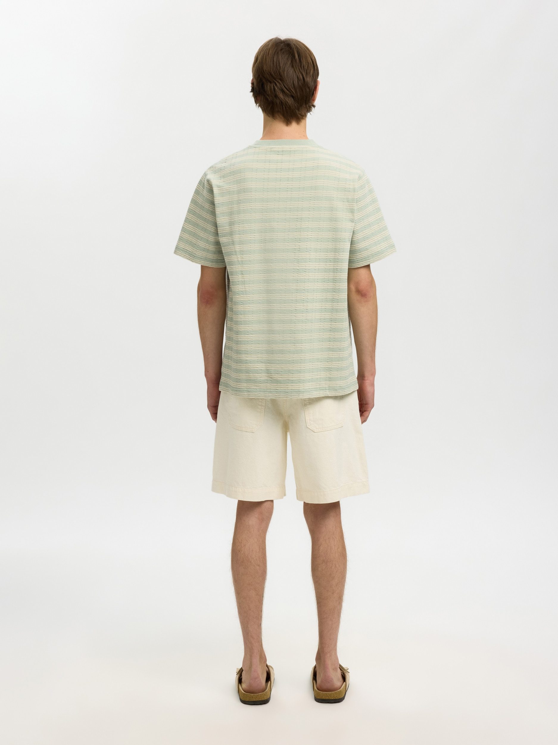 SELECTED HOMME T-Shirt SLHELI SEERSUCKER SS O-NECK TEE
