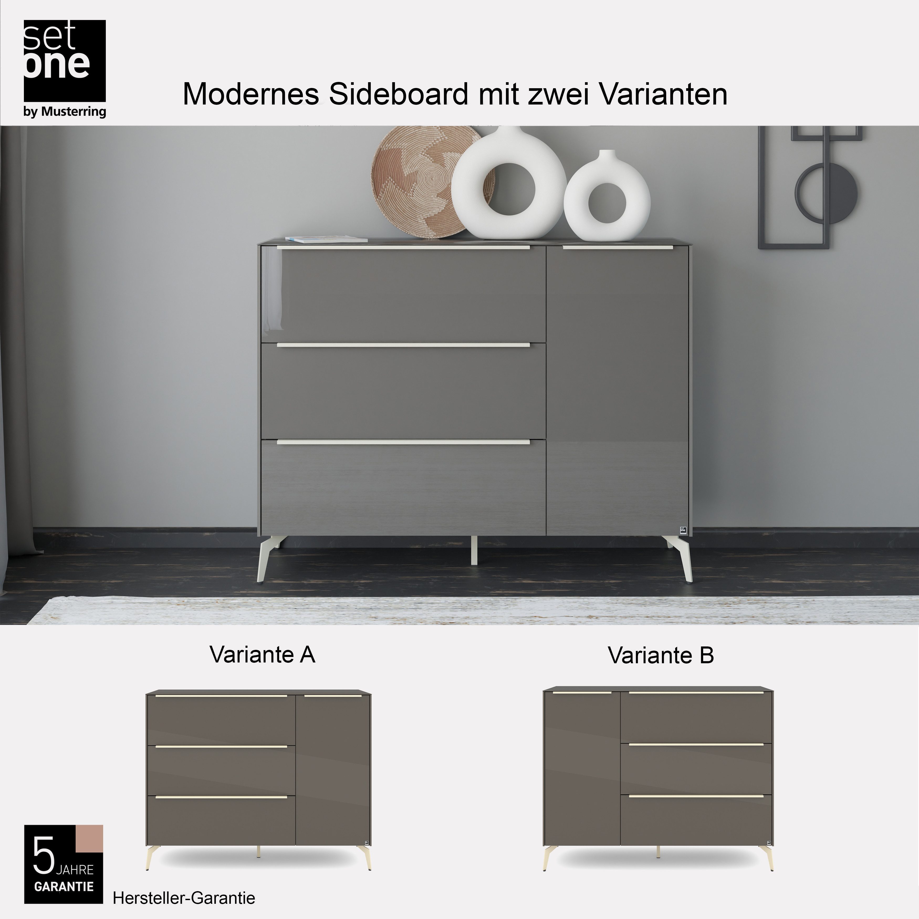 set one by Musterring Sideboard Reno (1 St), Mit Winkelfuß in diversen Farben, 109 cm Höhe & Farbauswahl