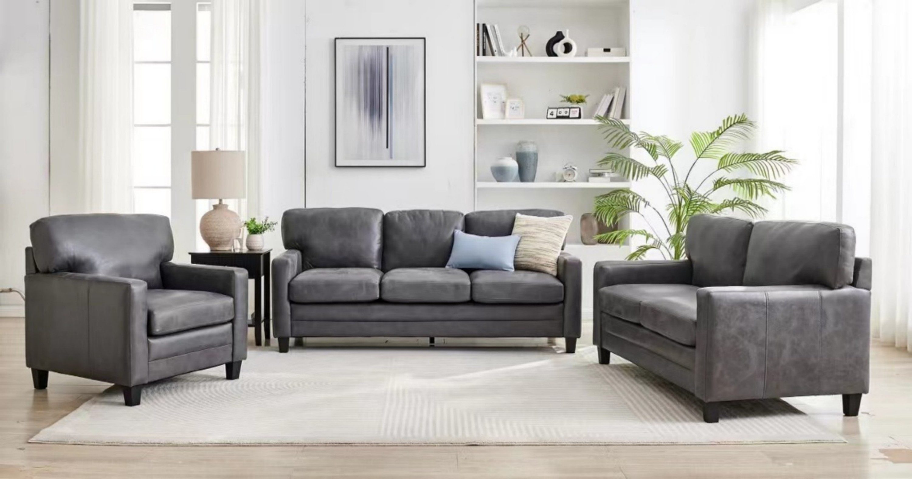 Happy Home Sofa Couchgarnitur 3tlg. Sofaset 3-2-1-Sitzer Sitzgruppe für Wohnzimmer