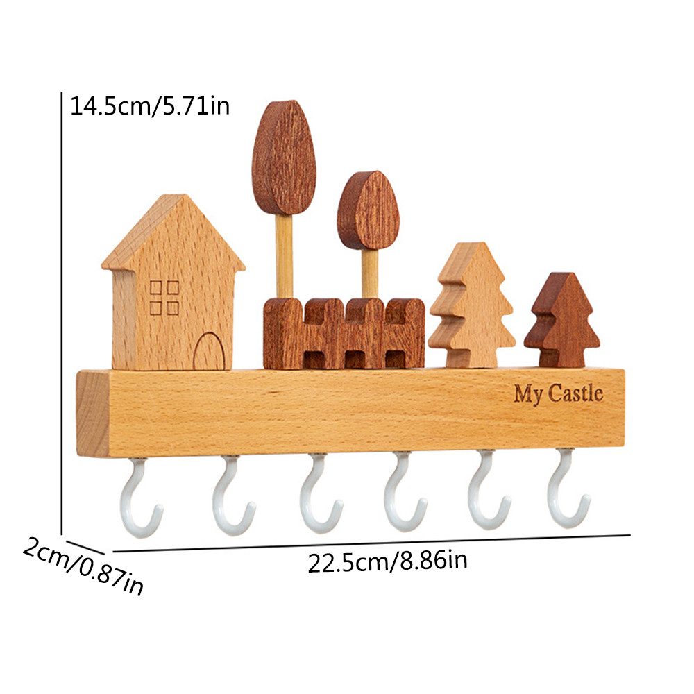 Auledio Schlüsselbrett Holz mit 6 Haken, Wandmontierter Schlüsselhalter, Ru günstig online kaufen