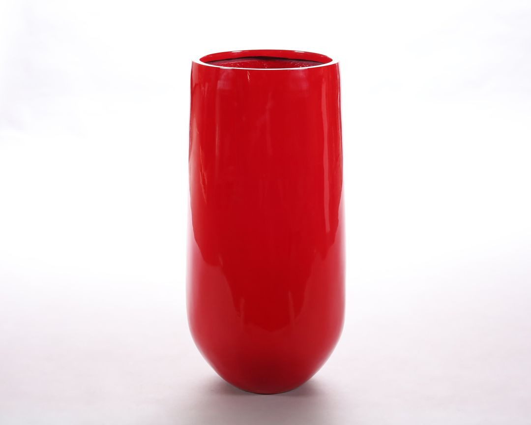 Elegant Einrichten Pflanzkübel Fiberglas Schale rund konisch D55xH110cm hochglanz rot (1 St)