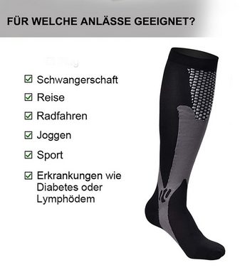 Alster Herz Kompressionsstrümpfe Kompressionsstrümpfe Unisex, Laufen, Sport, Flug, A0140 (1-Paar) Ideal für Sport, Reise