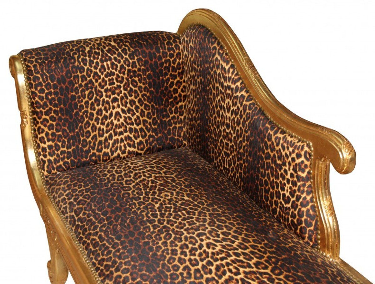 Casa Padrino Chaiselongue Antik Leopard Chaiselongue Barock Stil Modell Gold- / XXL