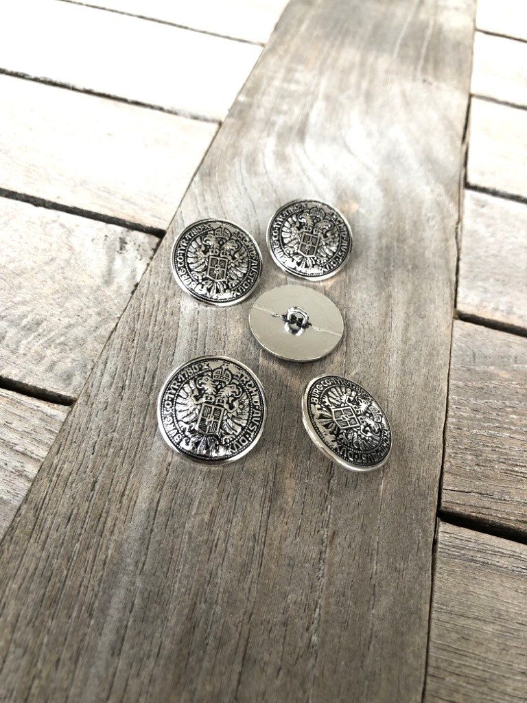Hartmann-Knöpfe Knopf 10 Stk. Silber glänzend geschwärzt Metallknöpfe Adler Motiv Münzknöpfe – Bild 3 von 3