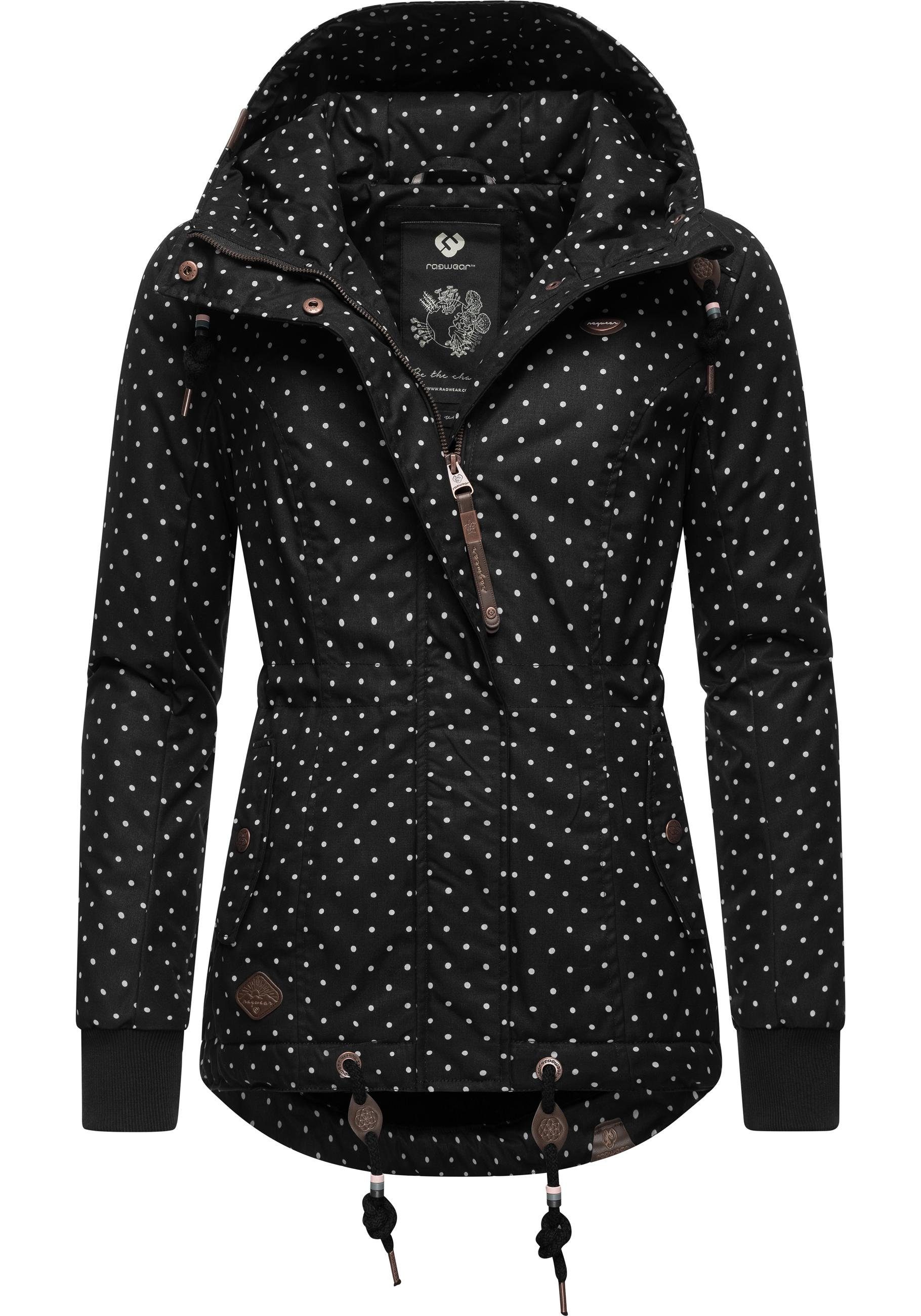 mit Dots Kapuze Winter stylische Danka shadow Intl. Ragwear Winterjacke Outdoorjacke