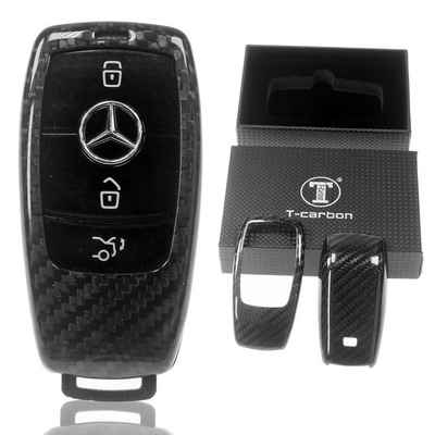T-Carbon Schlüsseltasche Auto Schlüssel Echt Carbon Schutz Hülle Schwarz, für Mercedes Benz W213 S213 C238 A238 W238 W222 KEYLESS SMARTKEY