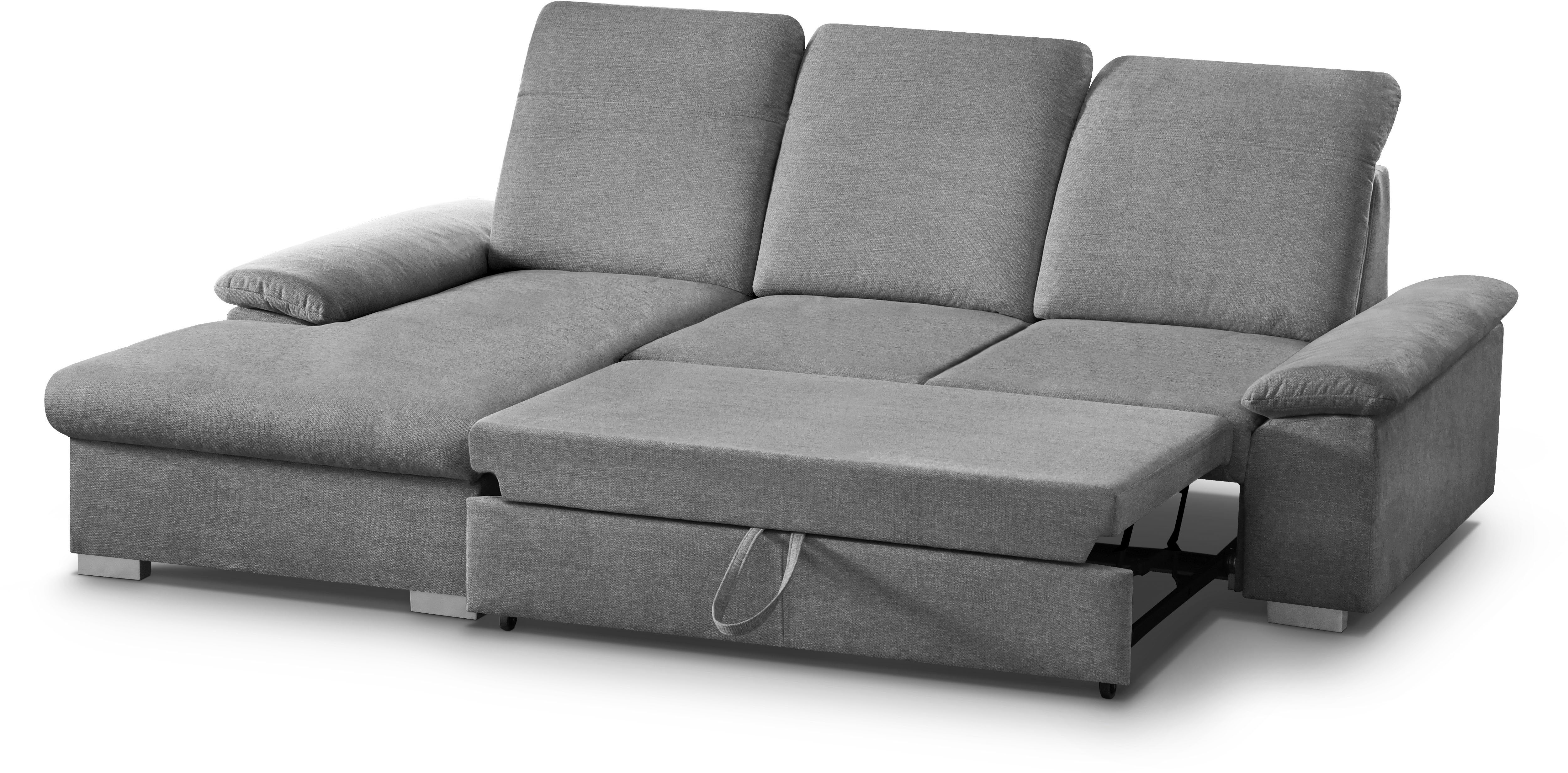 CALIZZA INTERIORS Ecksofa stone Moli Kopfteilverstellung, Bettkasten, Schlaffunktion, 2, Sitztiefenverstellung