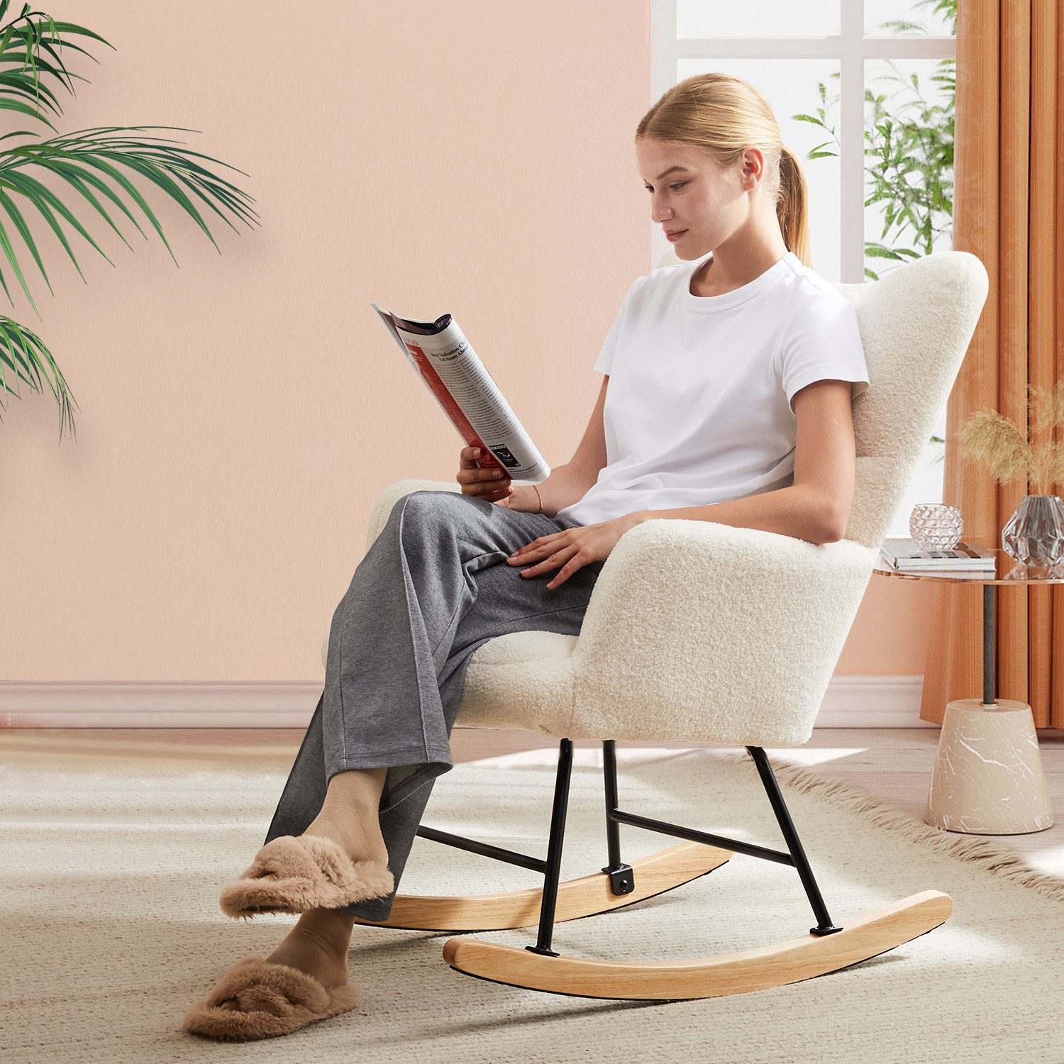 DUMOS Schaukelstuhl wohnzimmer,schaukelstuhl outdoor, mit Relaxfunktion günstig online kaufen