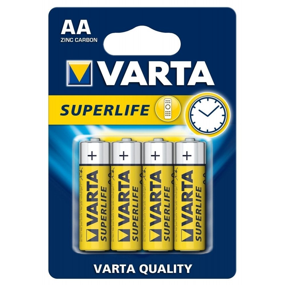 VARTA VARTA Super Heavy Duty AA Batterien 4er Blister Batterie, (1,5V V), Zinc Carbon für effiziente Leistung und Markenqualität von Varta