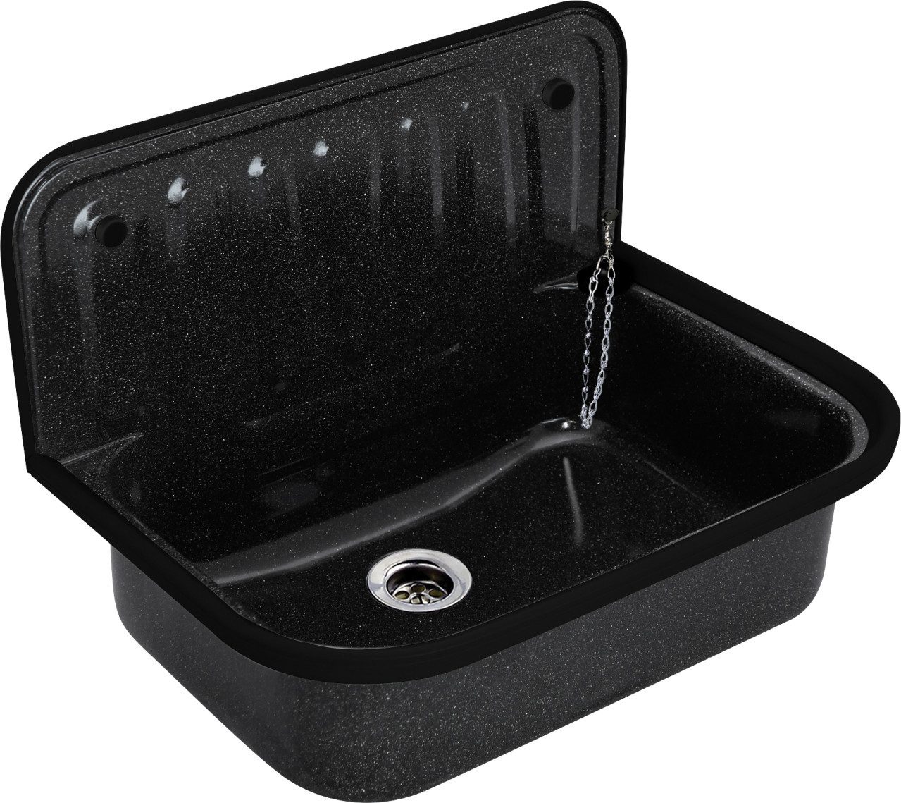 Sanicomfort Waschbecken Stahl-Ausgussbecken Granitoptik 50 x 38 cm günstig online kaufen