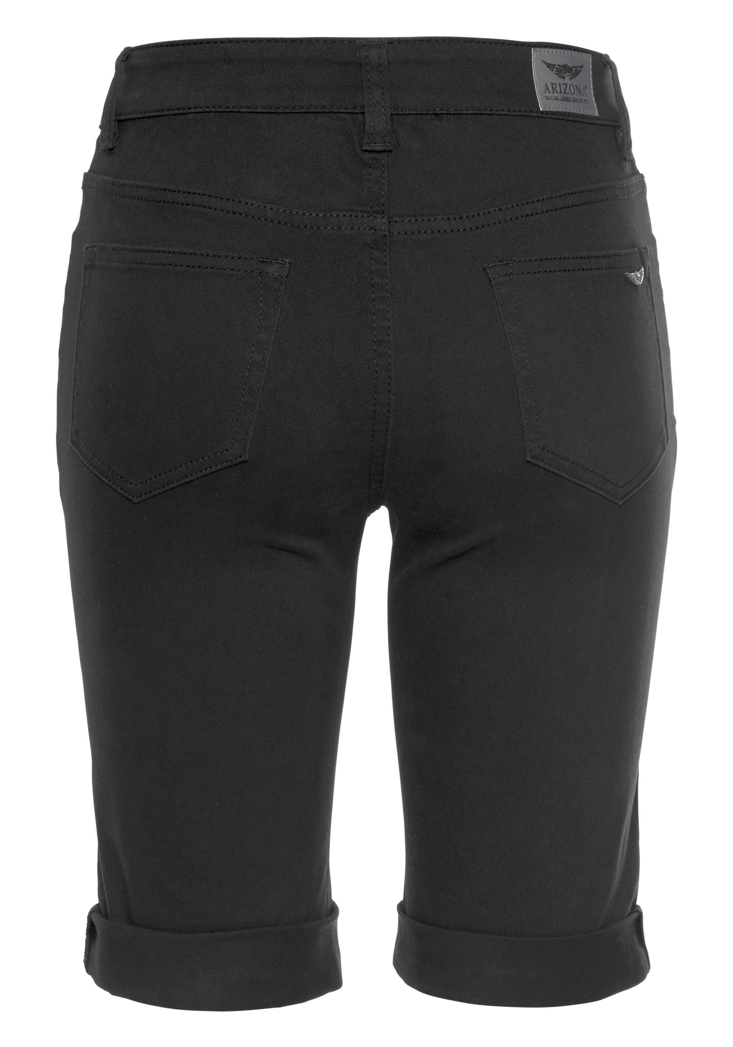 Arizona Jeansbermudas schmale Passform, krempelbarer Saum, Usedwaschung, hohe Leibhöhe