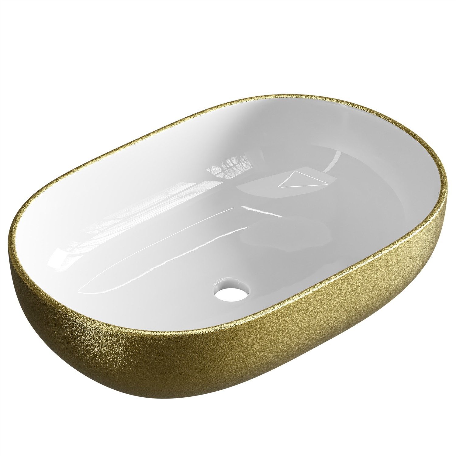 Planetmöbel Aufsatzwaschbecken Aquil Deluxe Badezimmer Waschbecken 60 cm oval für Waschtisch (Keramik Aufsatzwaschbecken für Bad, Gäste WC, 1-St., Waschschale 60 x 40 x 15 cm ohne Hahnloch und Überlauf), für Waschtische oder Waschplätze