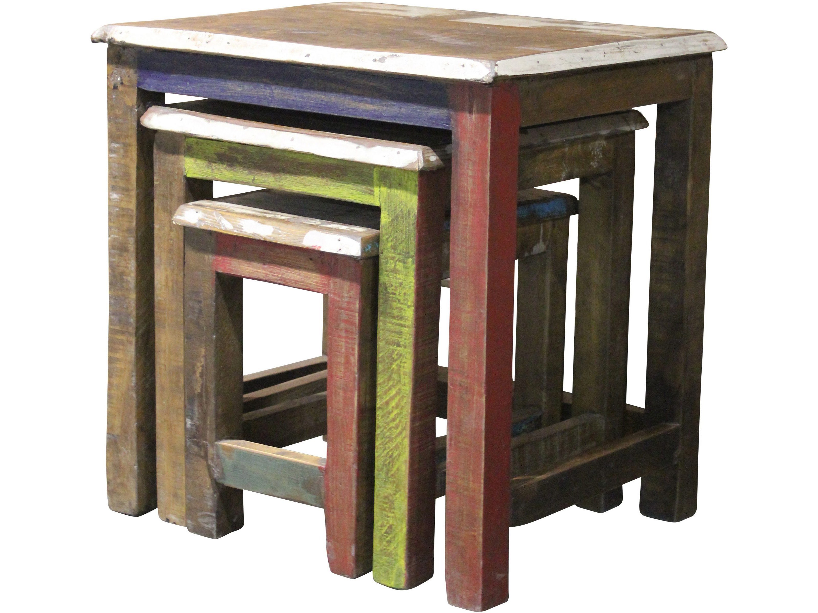 Akazie, Mangoholz Wohnzimmertische 3er-Set), Satztisch (Set, aus 3-St., Recycling loft24 Avila und Holz