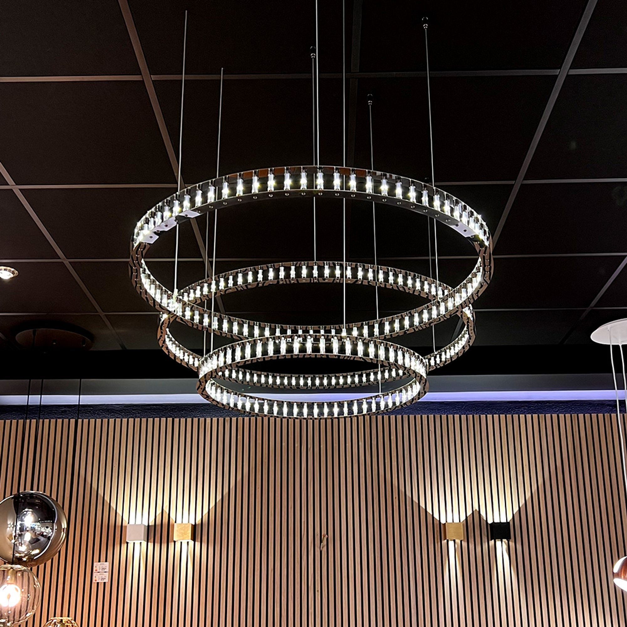 s.luce Pendelleuchte Atom Ring LED-Pendelleuchte Dimmbar Schwarzchrom, Warmweiß
