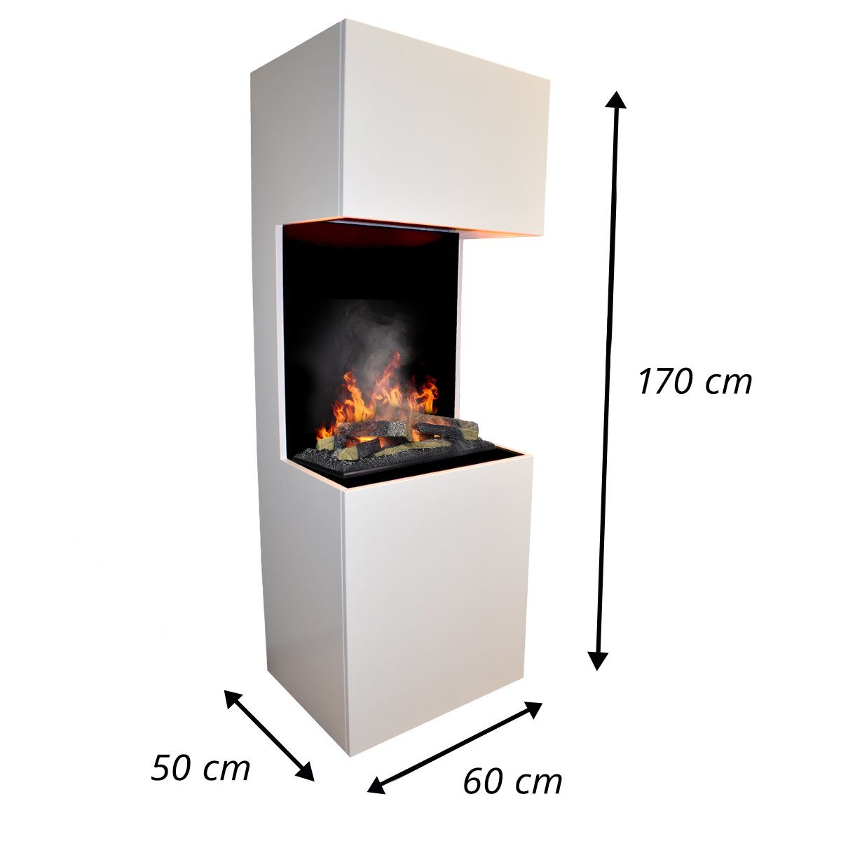 Elektrischer Knisterfunktion Kamin, FIRE mit Wasserdampf Weiß 3D Kamin, Wasserdampfkamin Feuer und Elektrokamin Beethoven GLOW