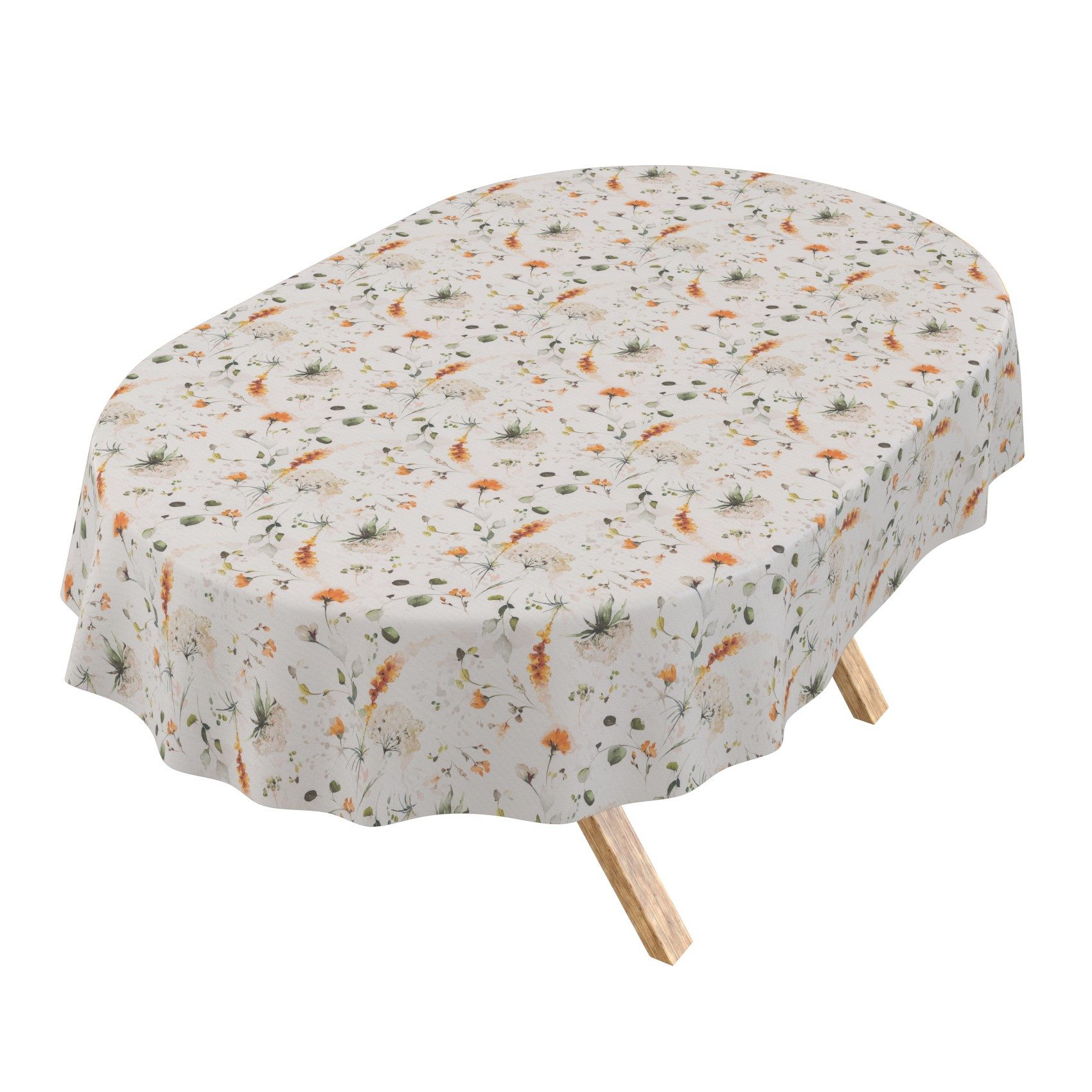 ANRO Tischdecke Wachstuch 3.0 abwischbar Frühling Tischwäsche Gartentischdecke (Einzelstück 1-tlg), wasserabweisend PU-Beschichtet Floral Bunt Oval 160x140cm