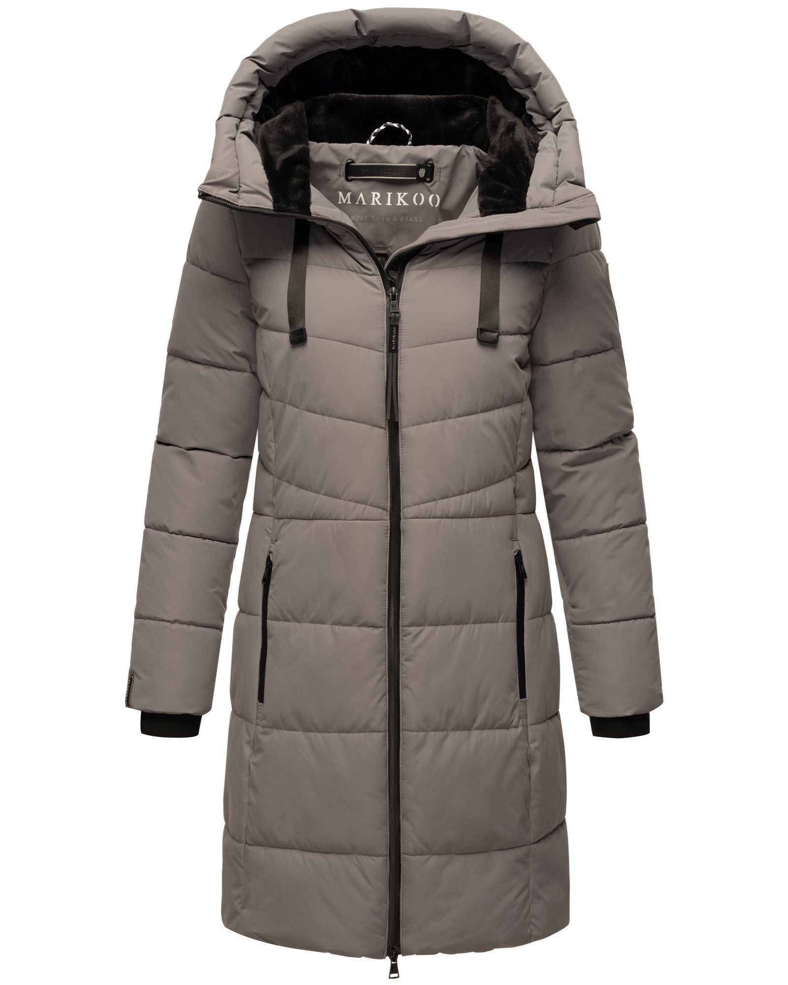 großer Kapuze Marikoo Stepp Mantel Winterjacke mit XVI Grau Natsukoo