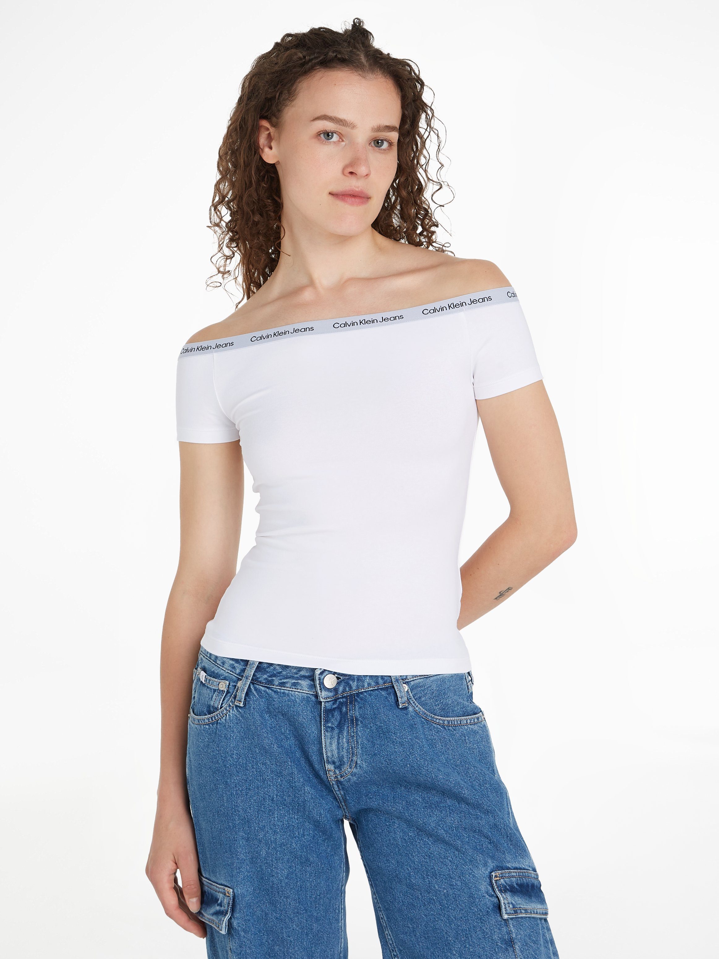 Calvin Klein Jeans T-Shirt LOGO ELASTIC BARDOT TOP mit Logoschriftzug